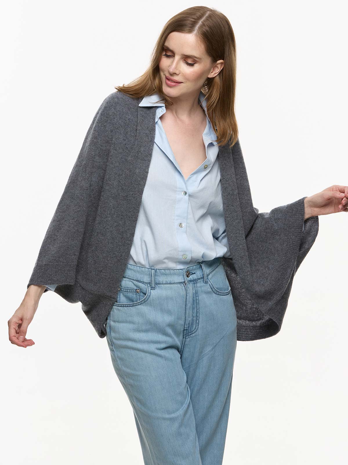Gray Wearable Cashmere Wrap - Image 4