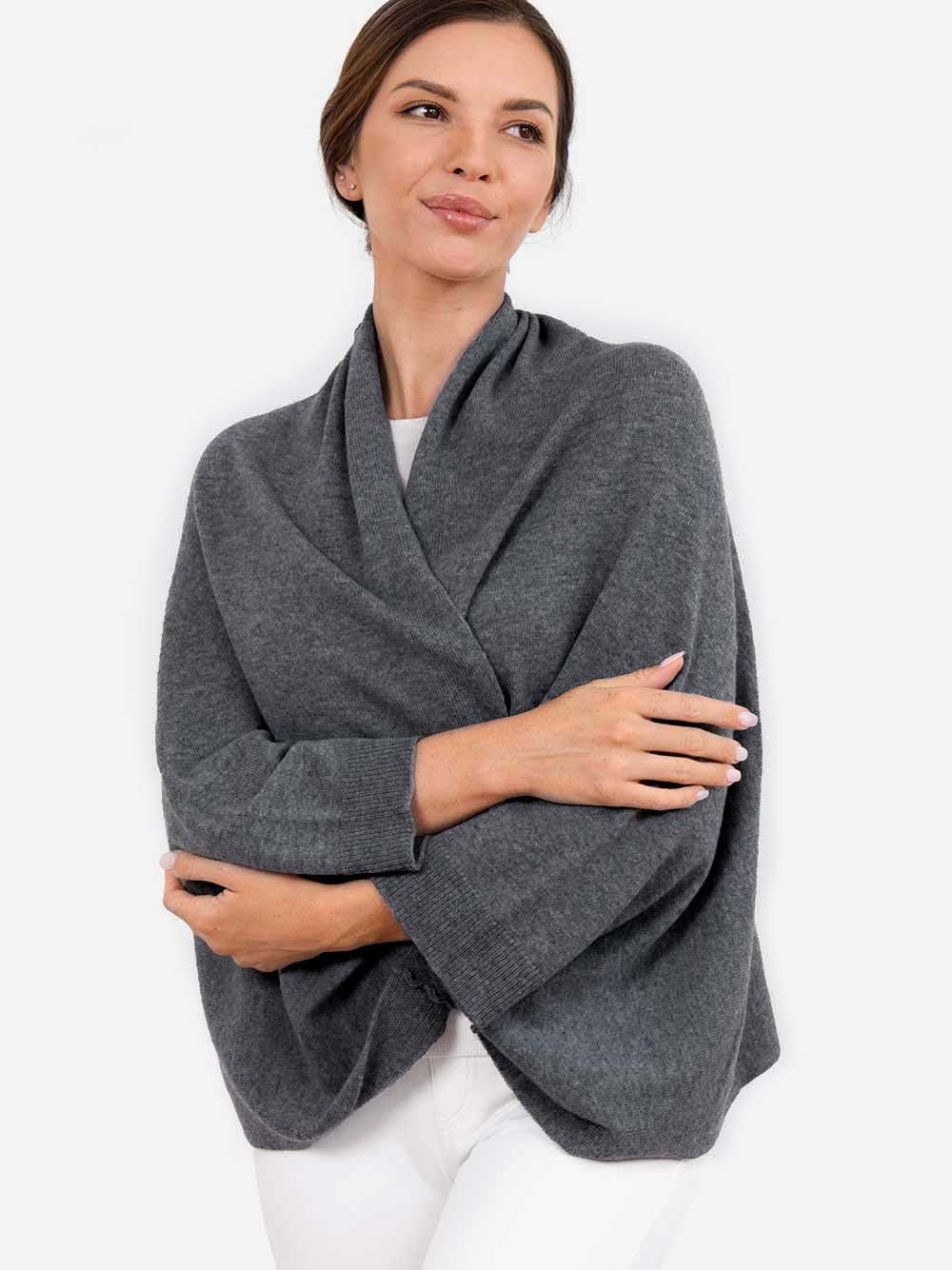 Gray Wearable Cashmere Wrap - Image 5