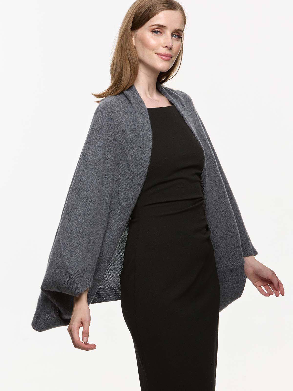 Gray Wearable Cashmere Wrap - Image 6