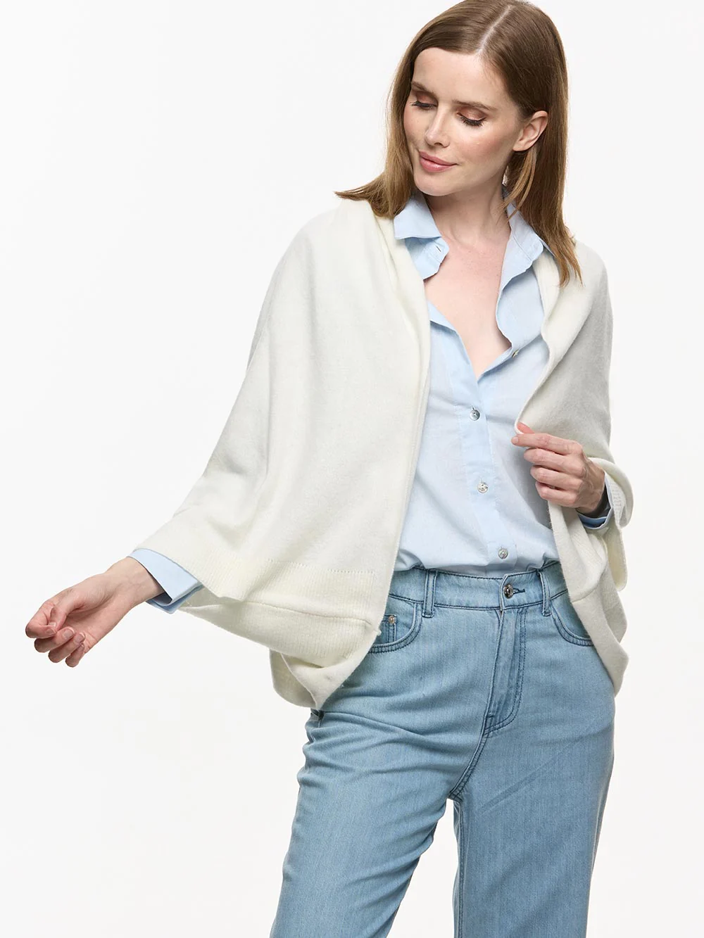 Ivory Wearable Cashmere Wrap - Image 5