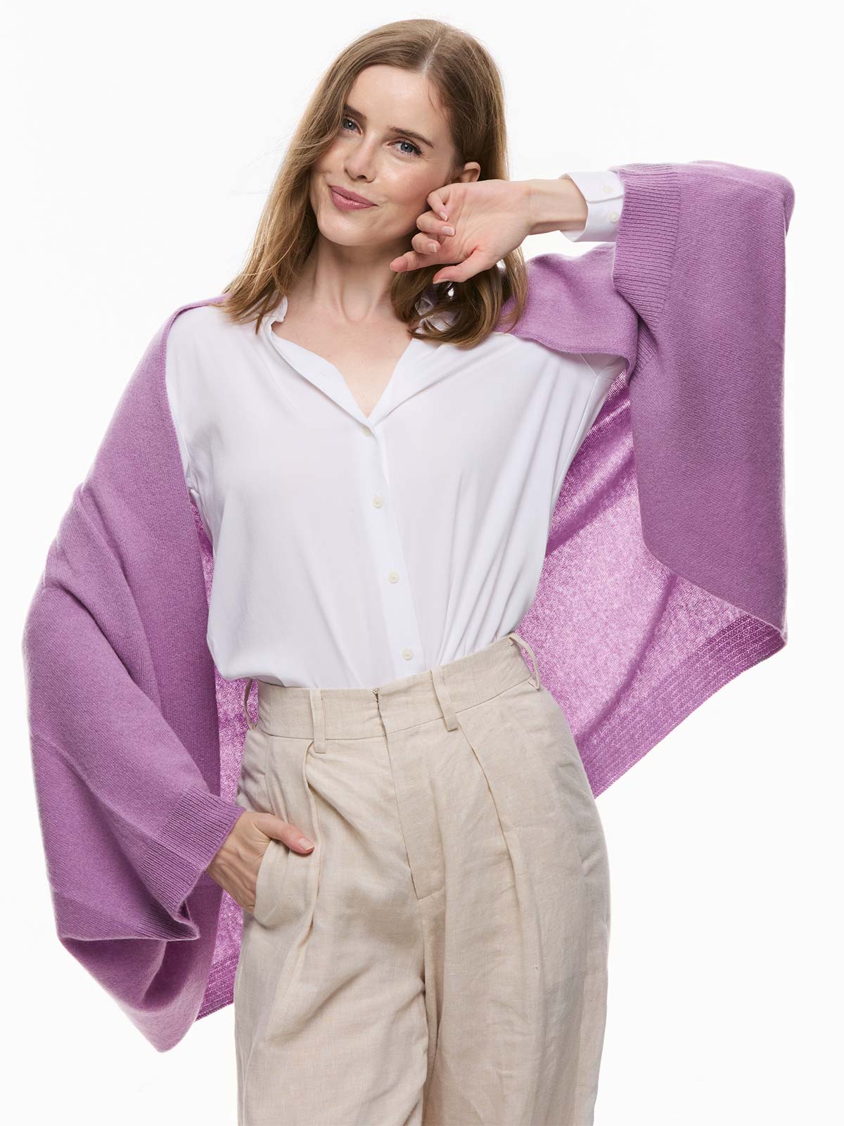 Lavender Wearable Cashmere Wrap - Image 3