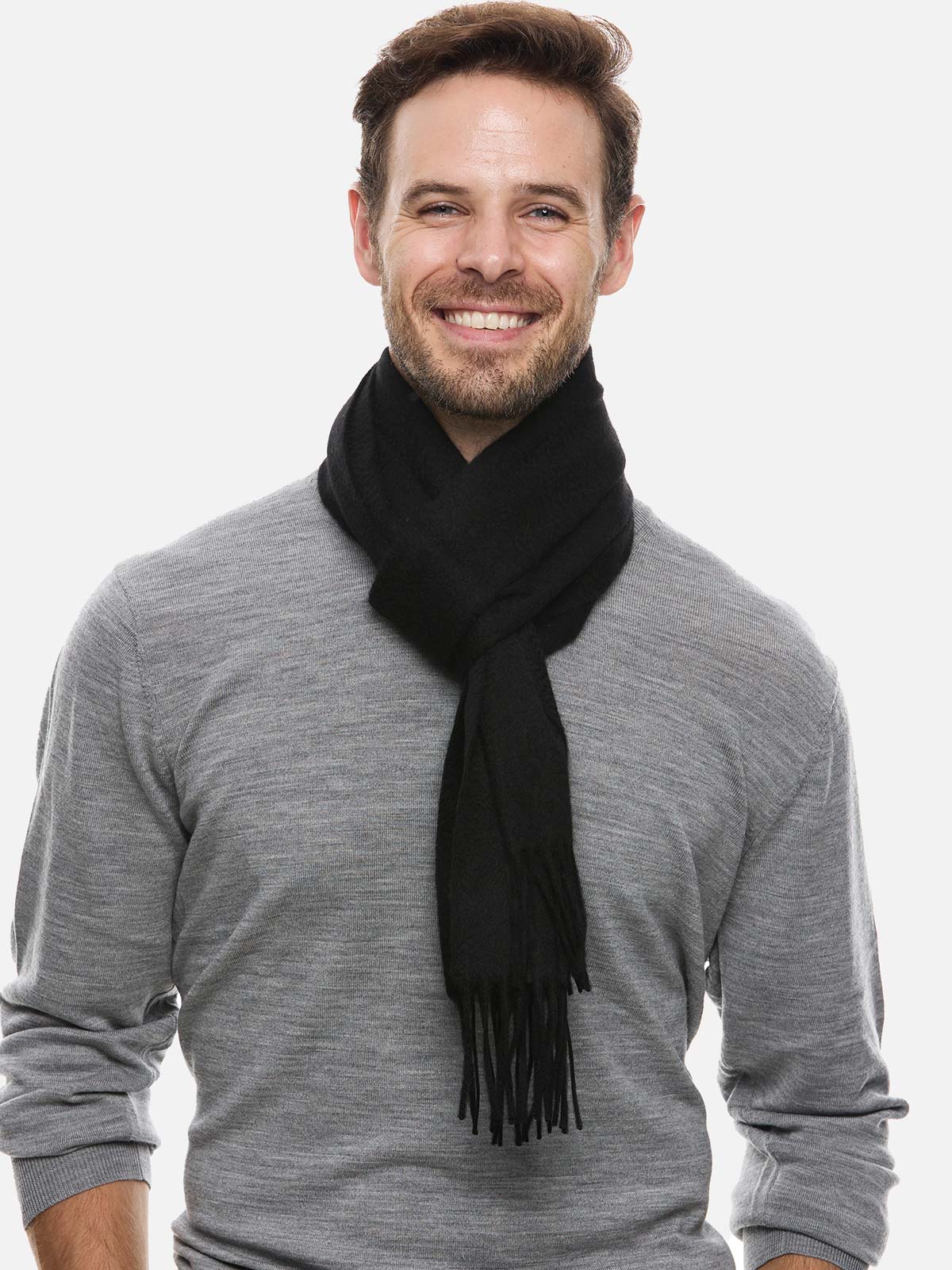 Black Mens Cashmere Scarf - Image 4