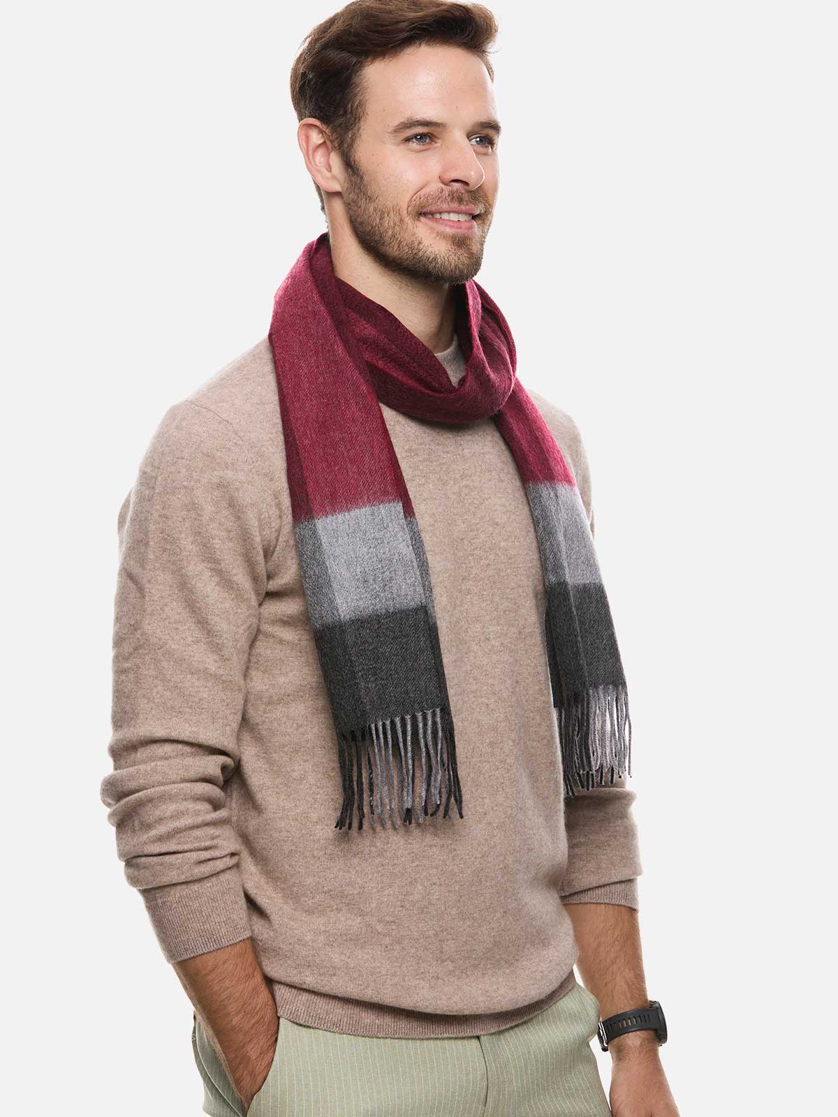 Red Gray Mens Cashmere Scarf - Image 3