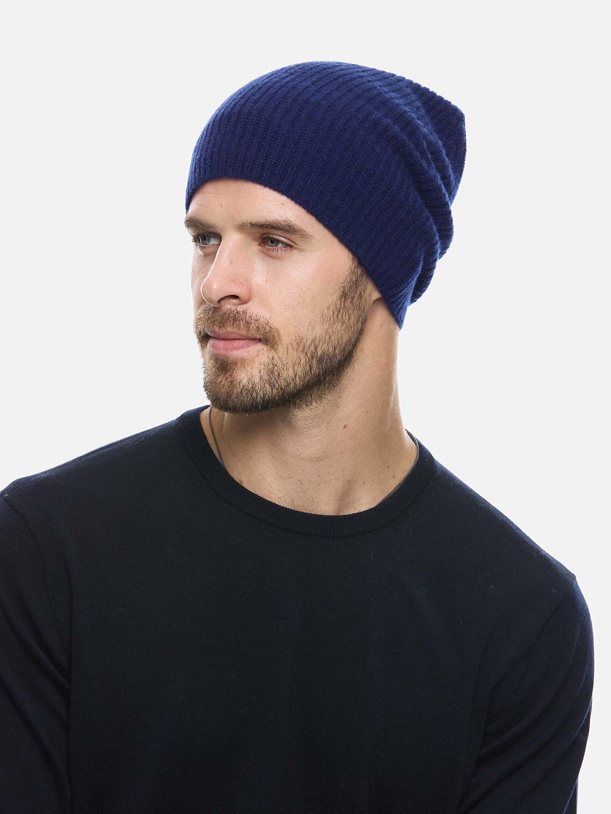 Navy Blue Cashmere Beanie - Image 3