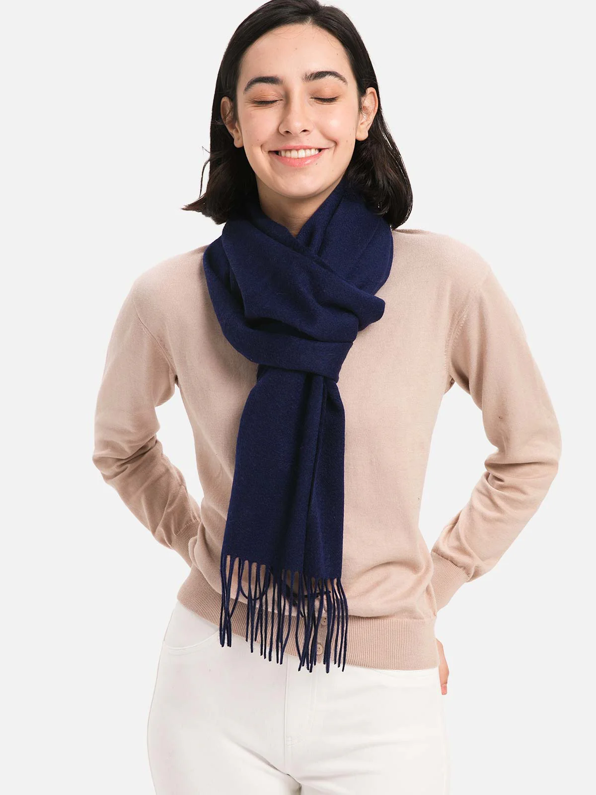 Navy Blue Cashmere Scarf - Image 3