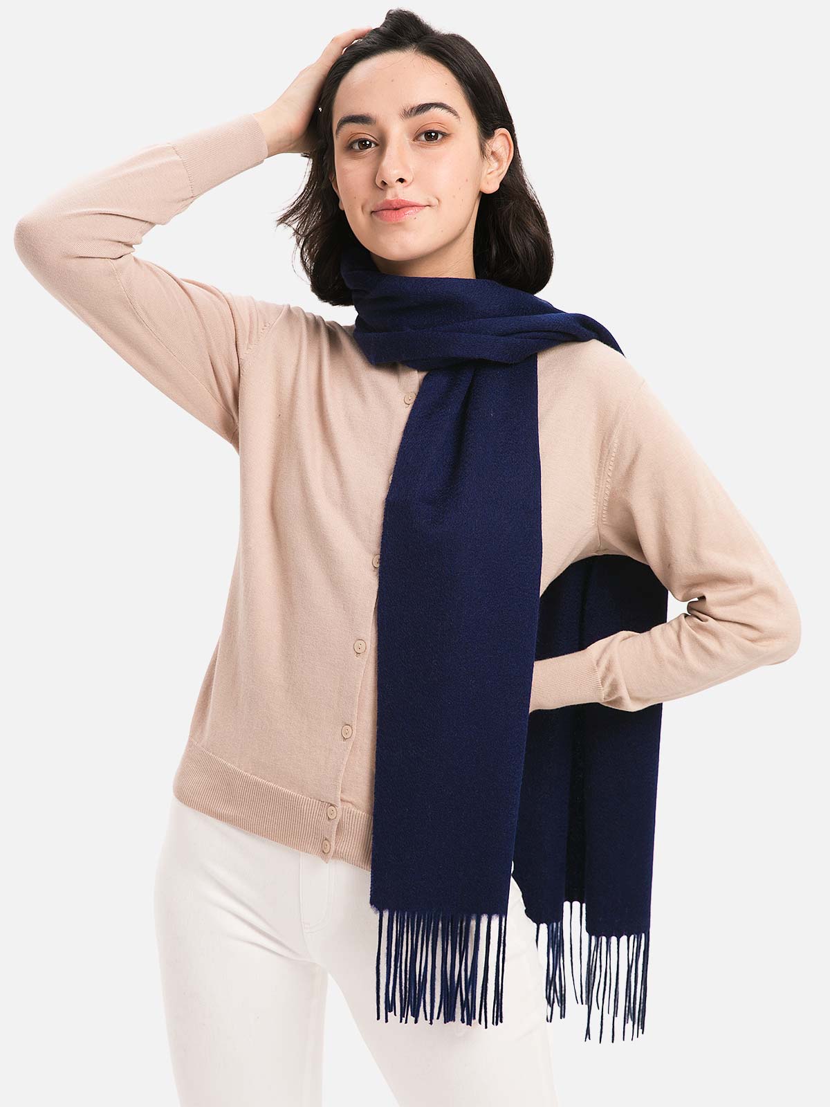 Navy Blue Cashmere Scarf - Image 4