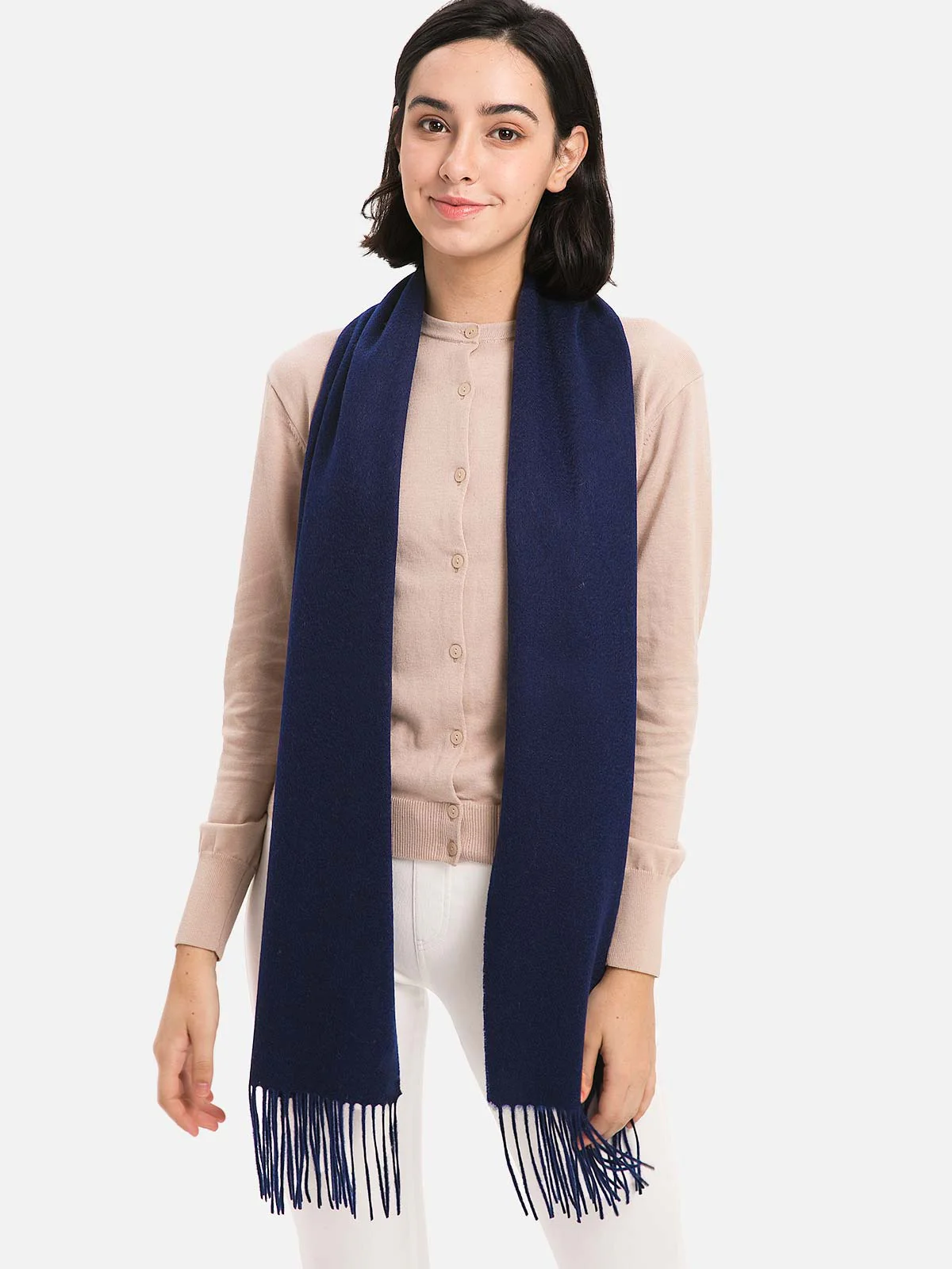 Navy Blue Cashmere Scarf - Image 5
