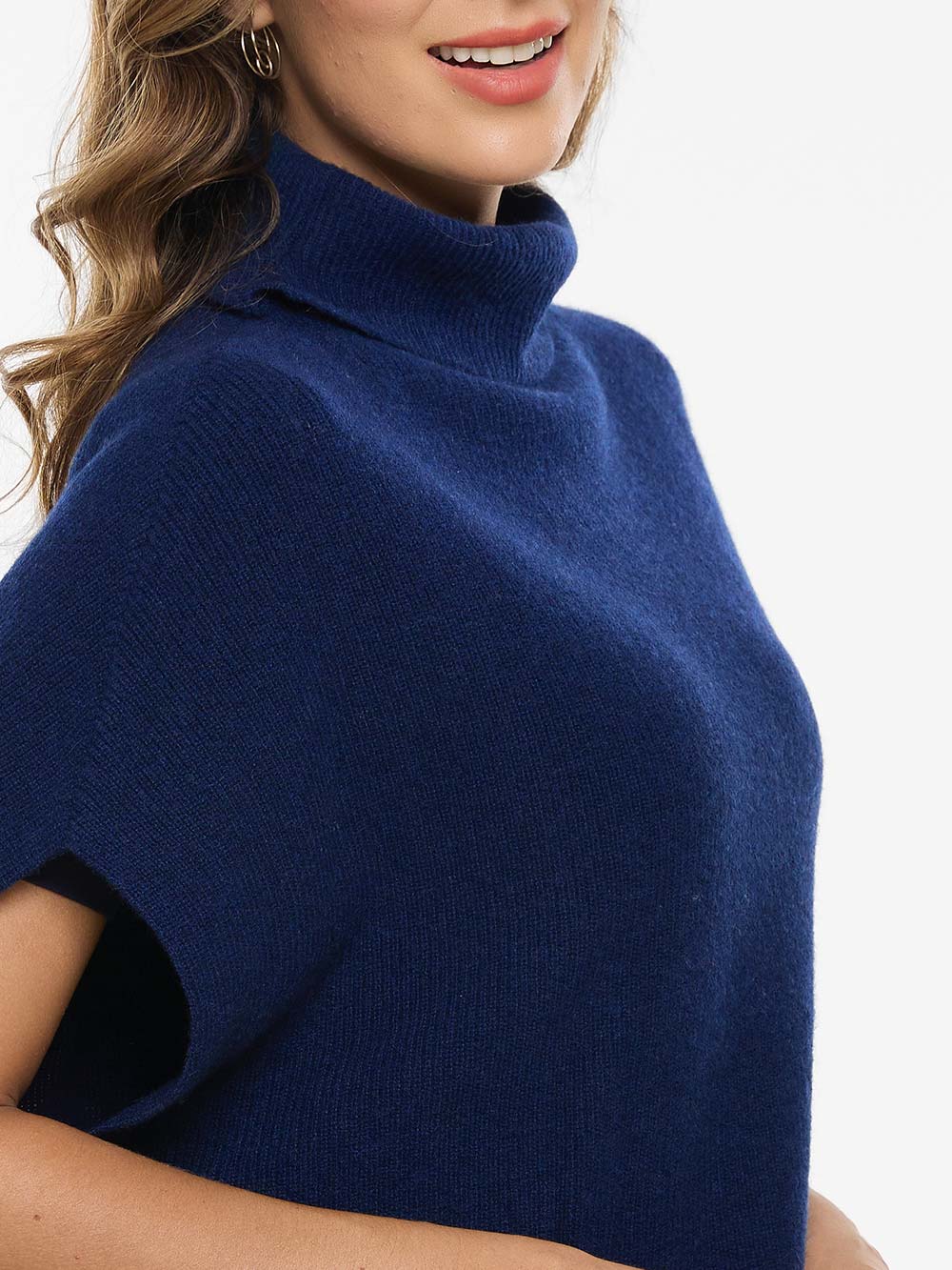Navy Blue Oversized Cashmere Vest - Image 2