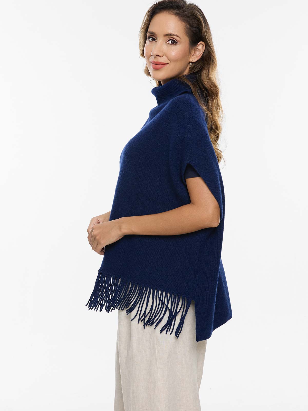 Navy Blue Oversized Cashmere Vest - Image 3