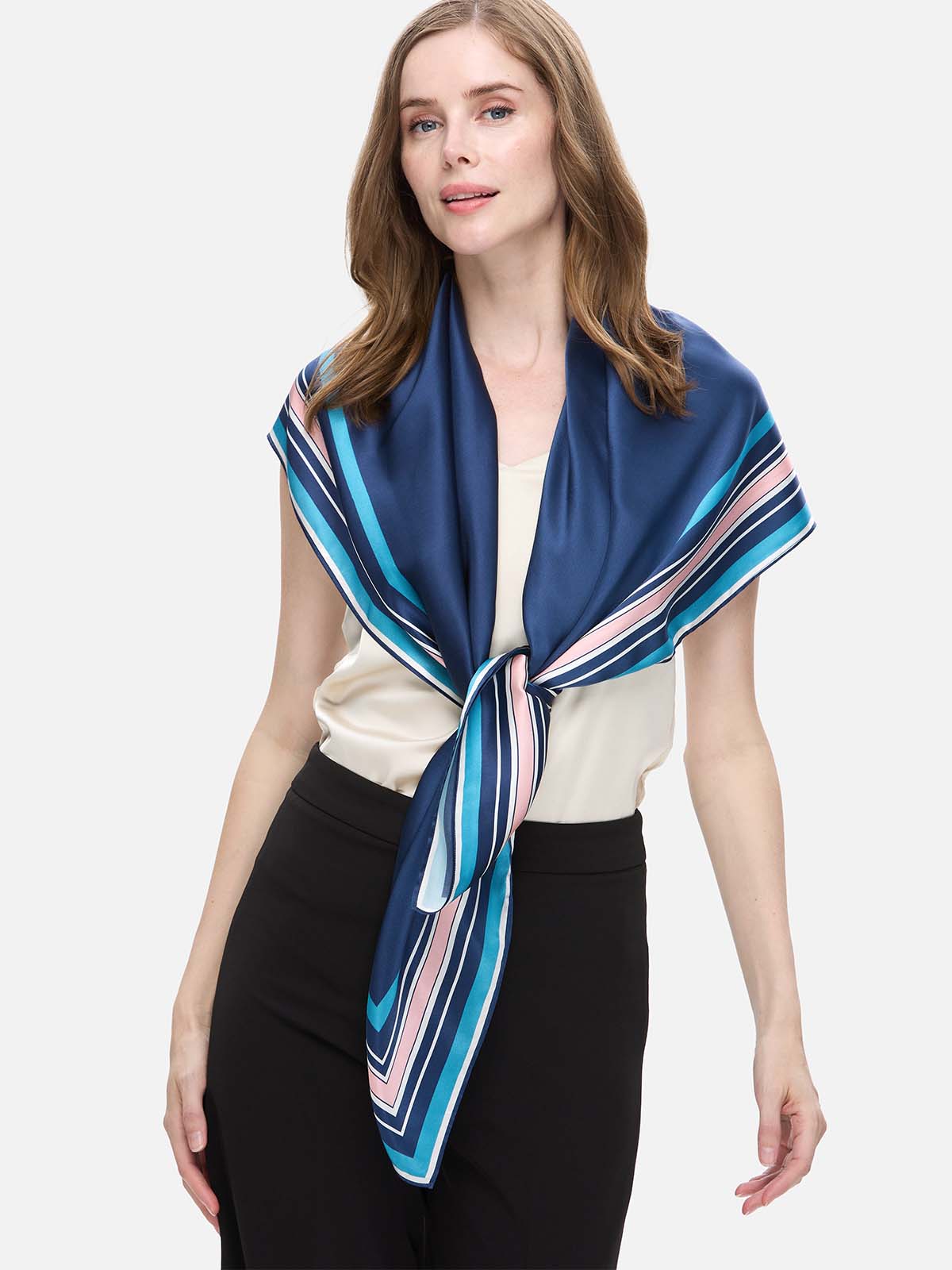 Navy Blue Silk Duo Wrap - Image 3