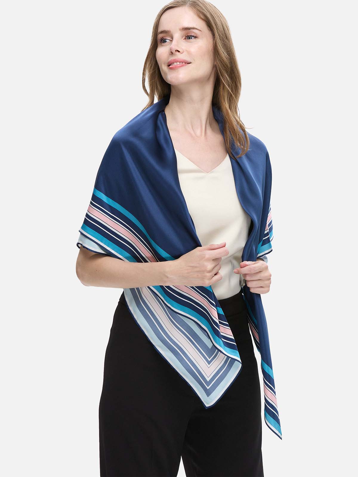 Navy Blue Silk Duo Wrap - Image 4