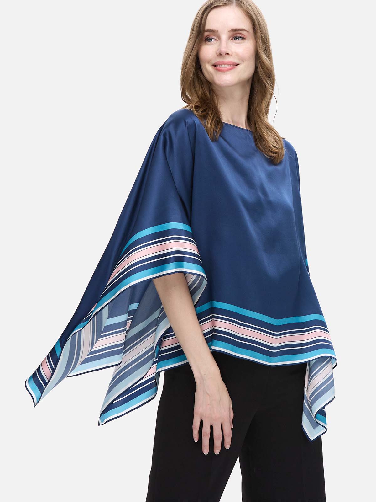 Navy Blue Silk Duo Wrap - Image 5