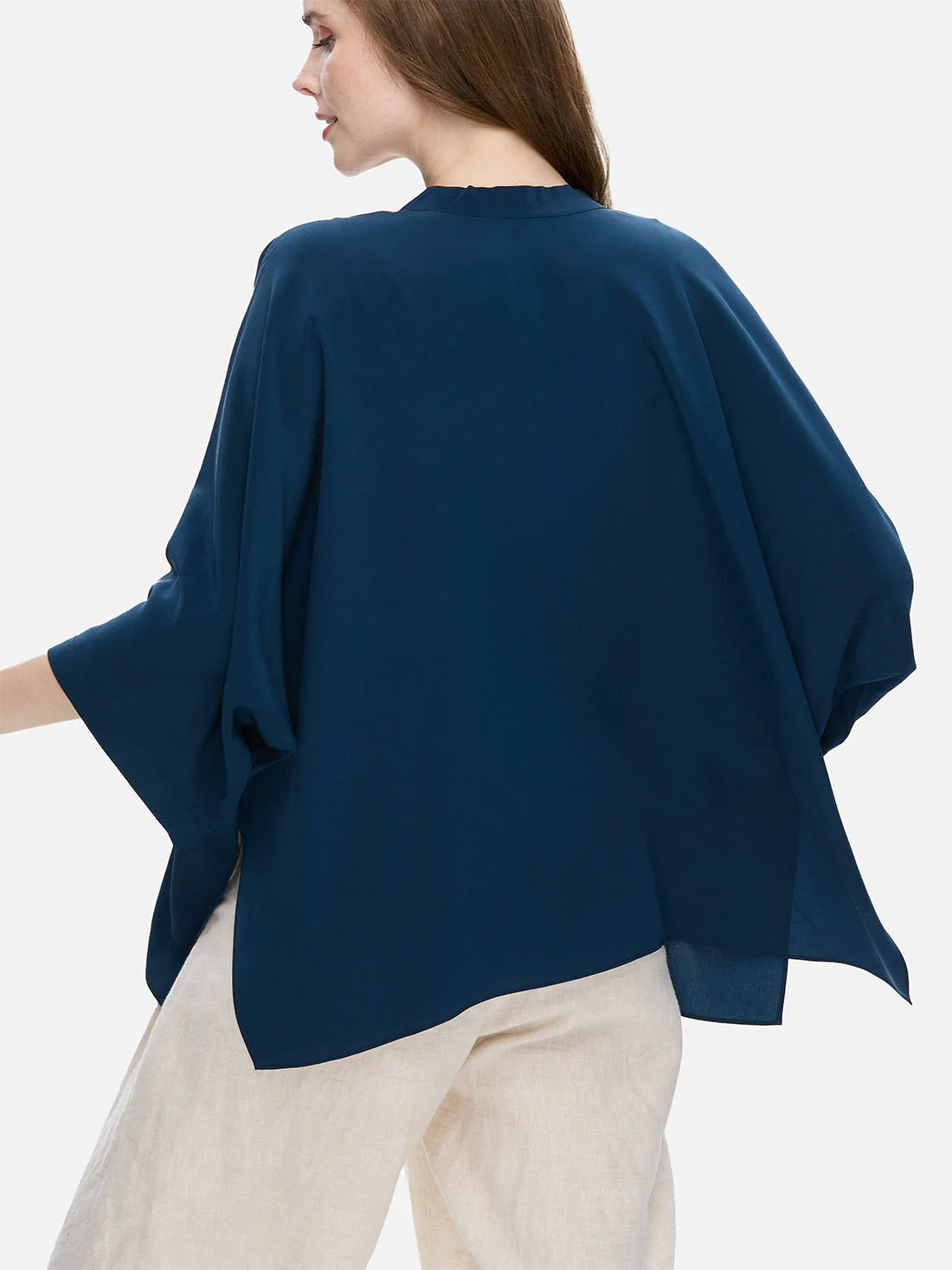 Navy Blue Silk Relax Cardigan - Image 4