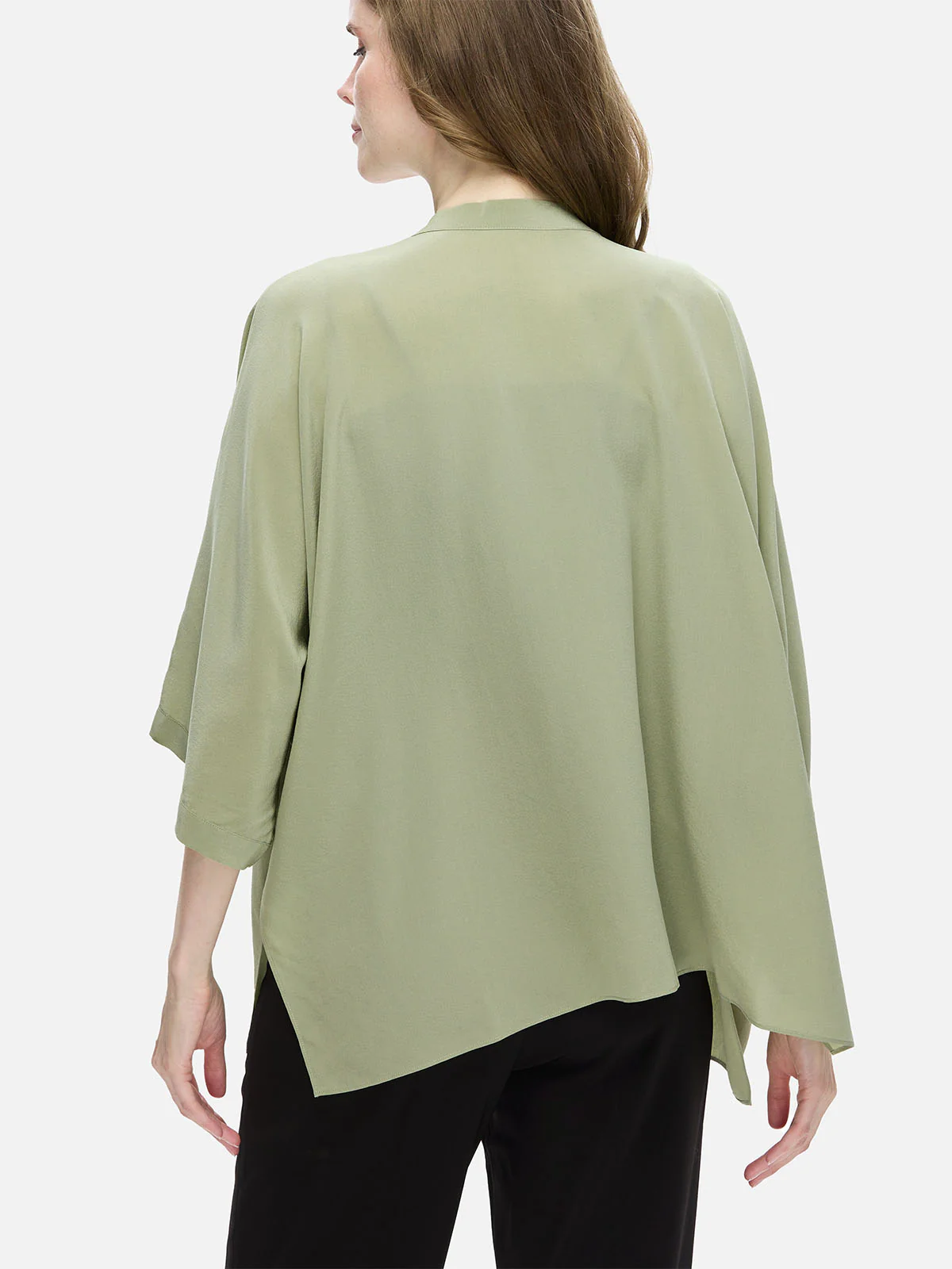 Olive Silk Relax Cardigan - Image 4