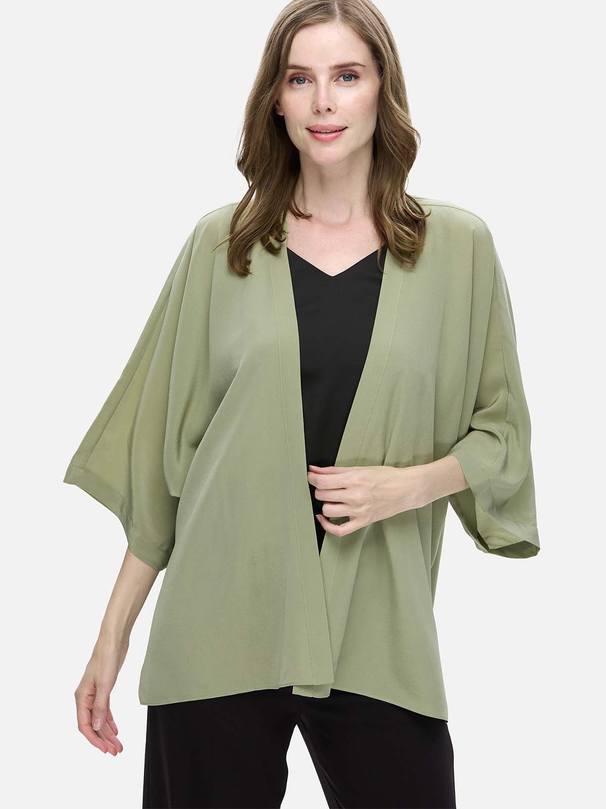 Olive Silk Relax Cardigan - Image 6