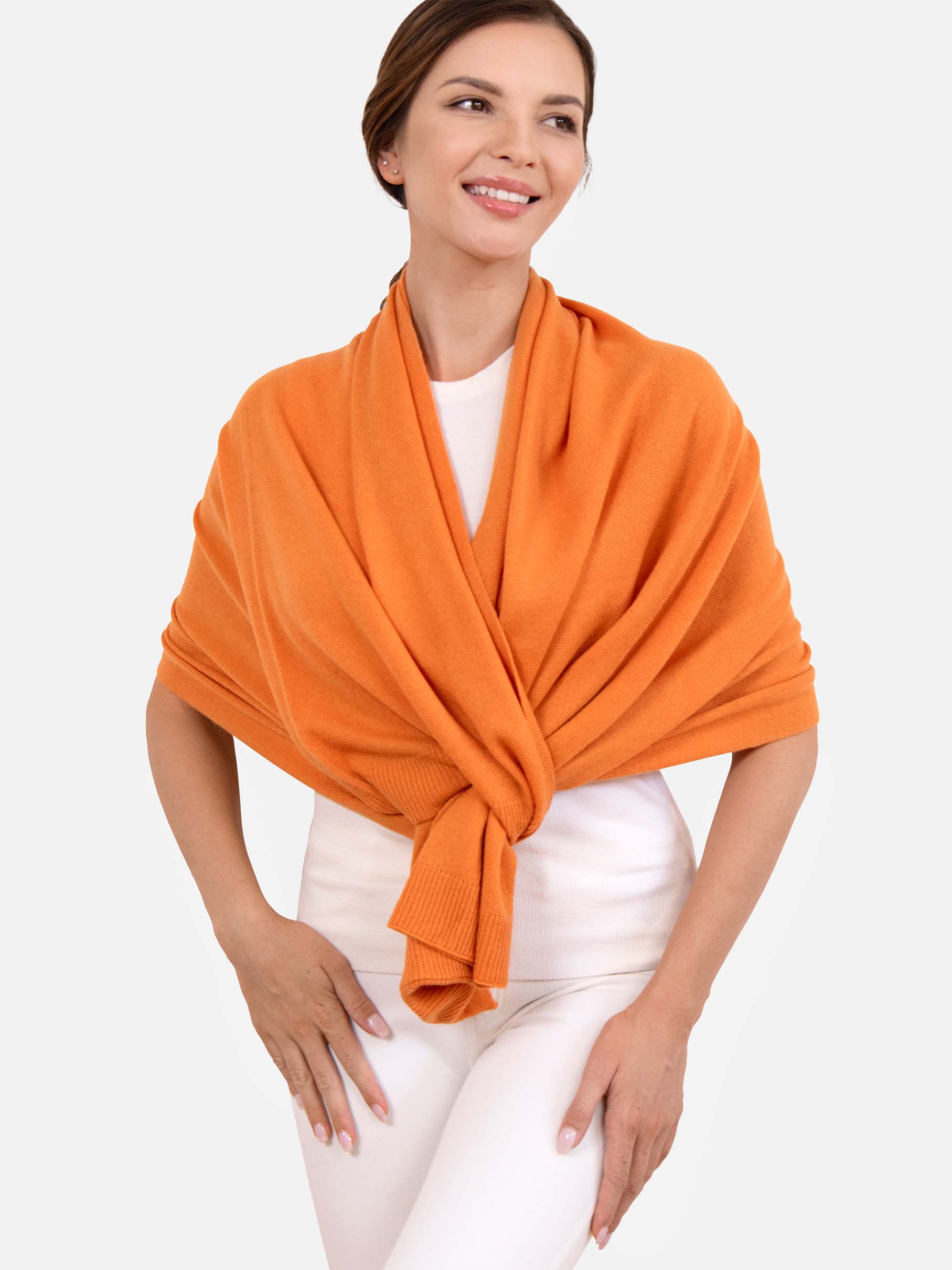 Orange Wearable Cashmere Wrap - Image 3