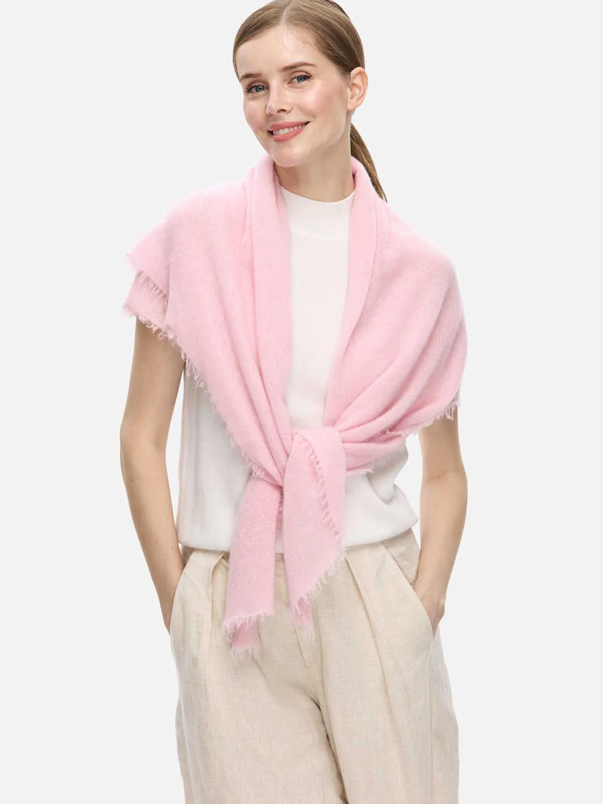 Pink CloudPuff Cashmere Scarf - Image 3