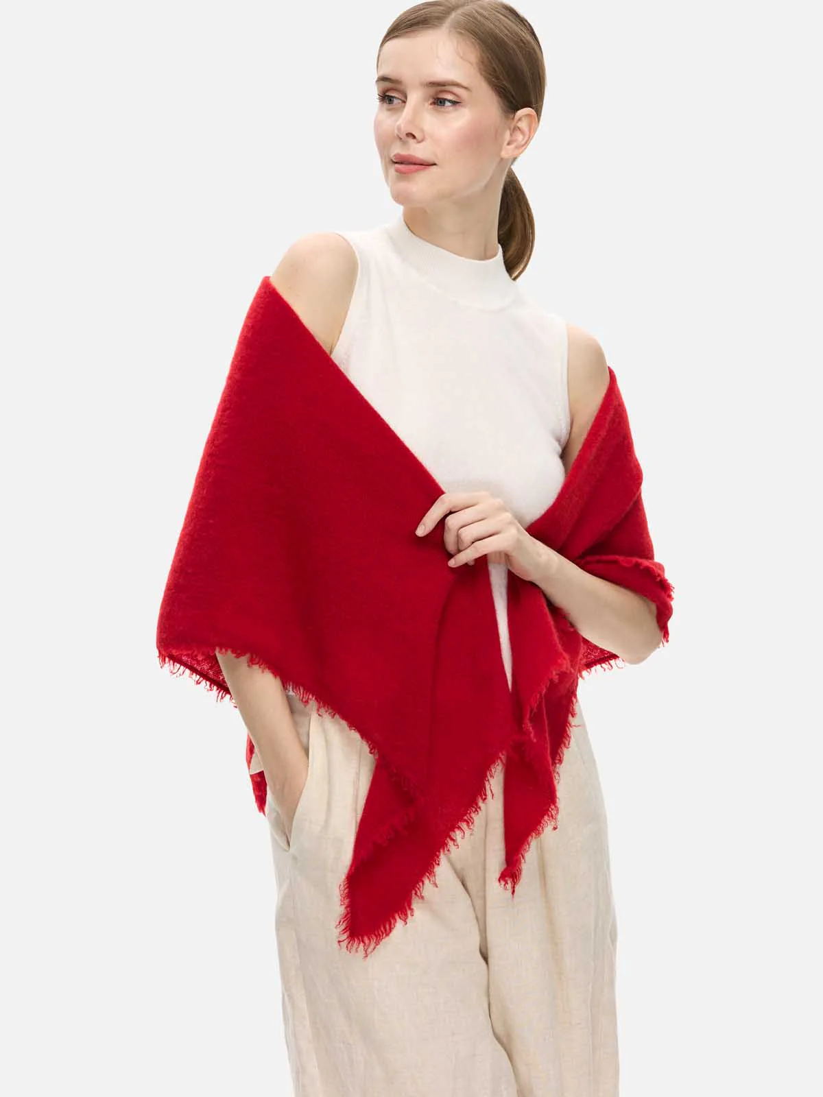 Red CloudPuff Cashmere Scarf - Image 3