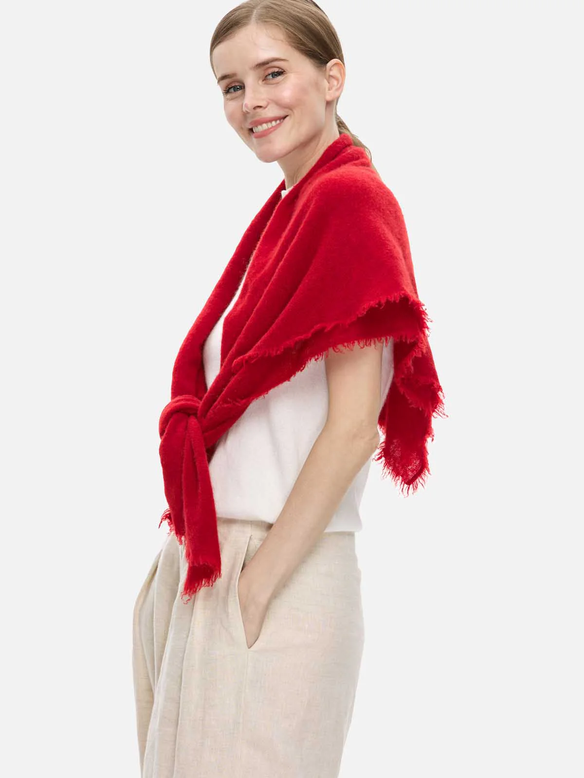 Red CloudPuff Cashmere Scarf - Image 4