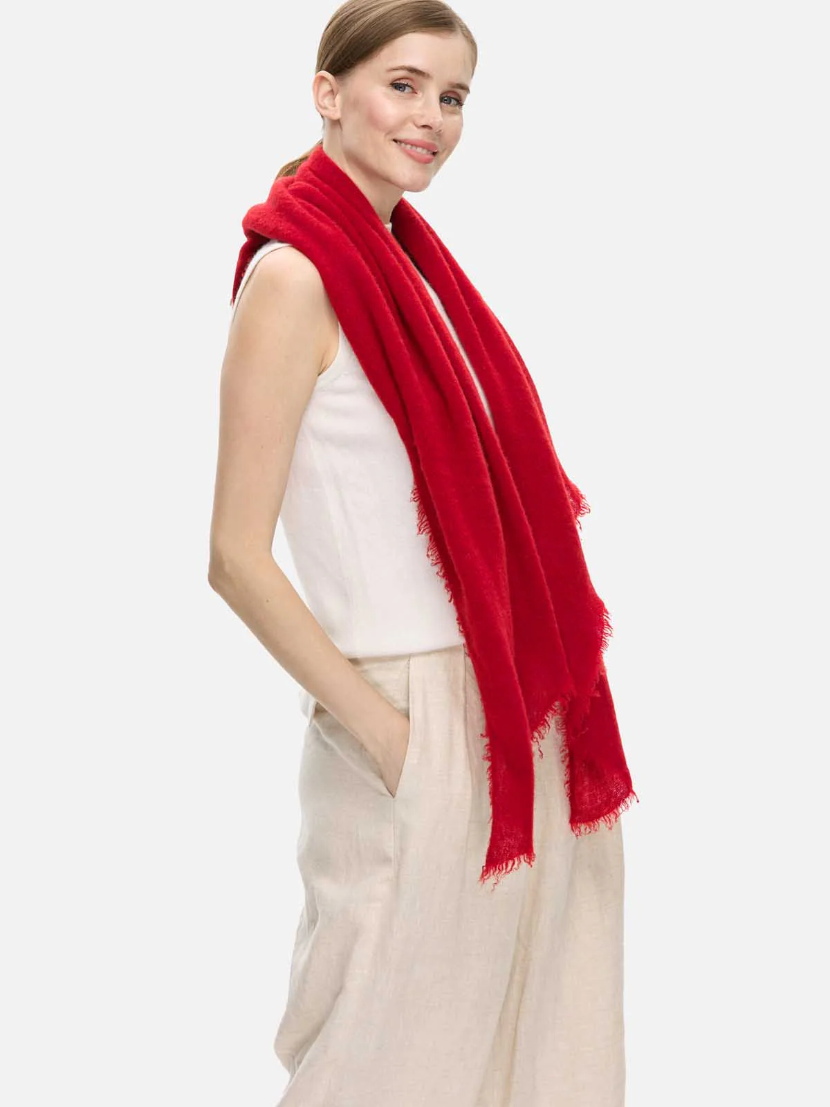 Red CloudPuff Cashmere Scarf - Image 5
