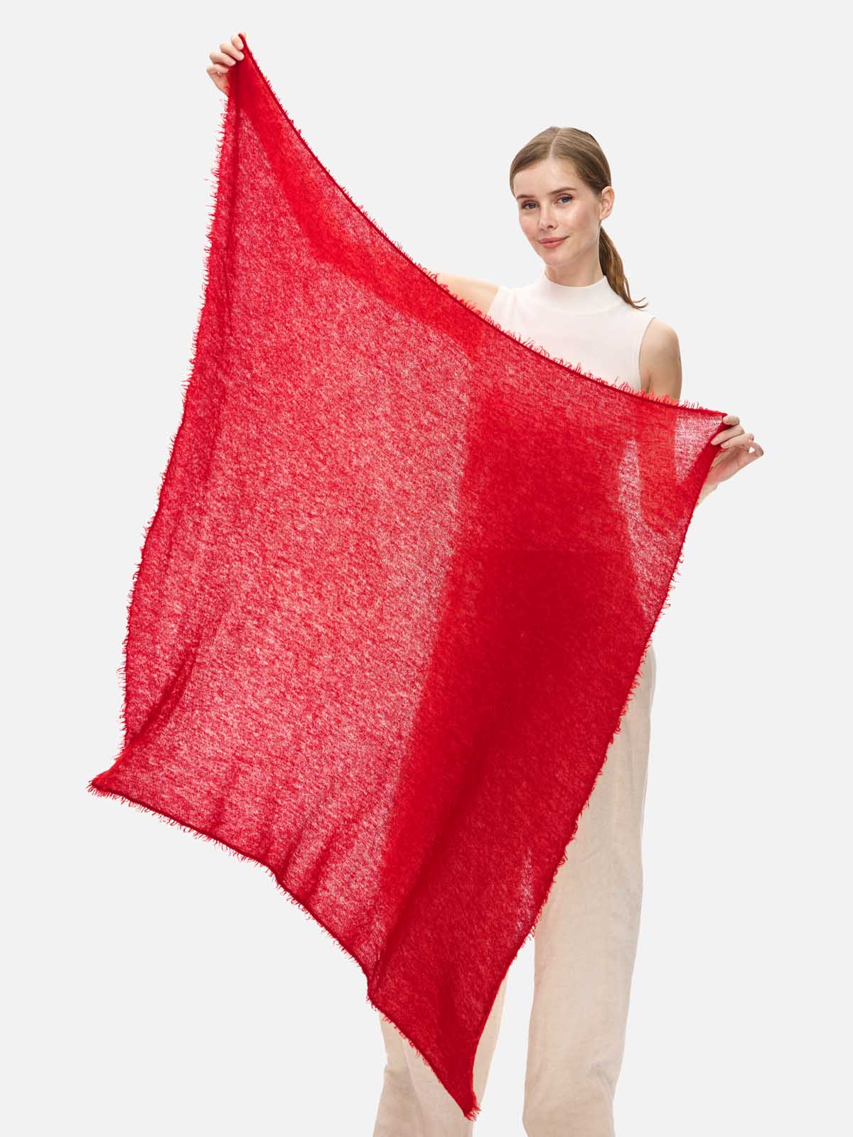 Red CloudPuff Cashmere Scarf - Image 7