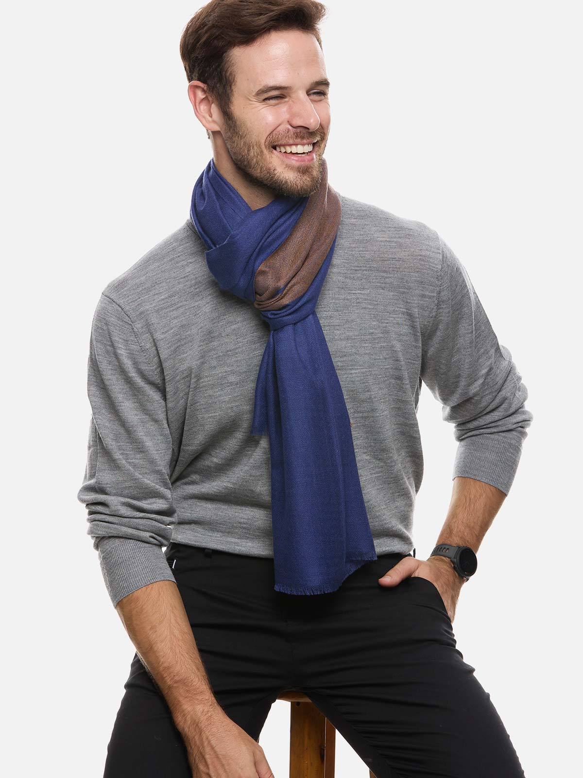 Sapphire Diamond Mens Cashmere Scarf - Image 3