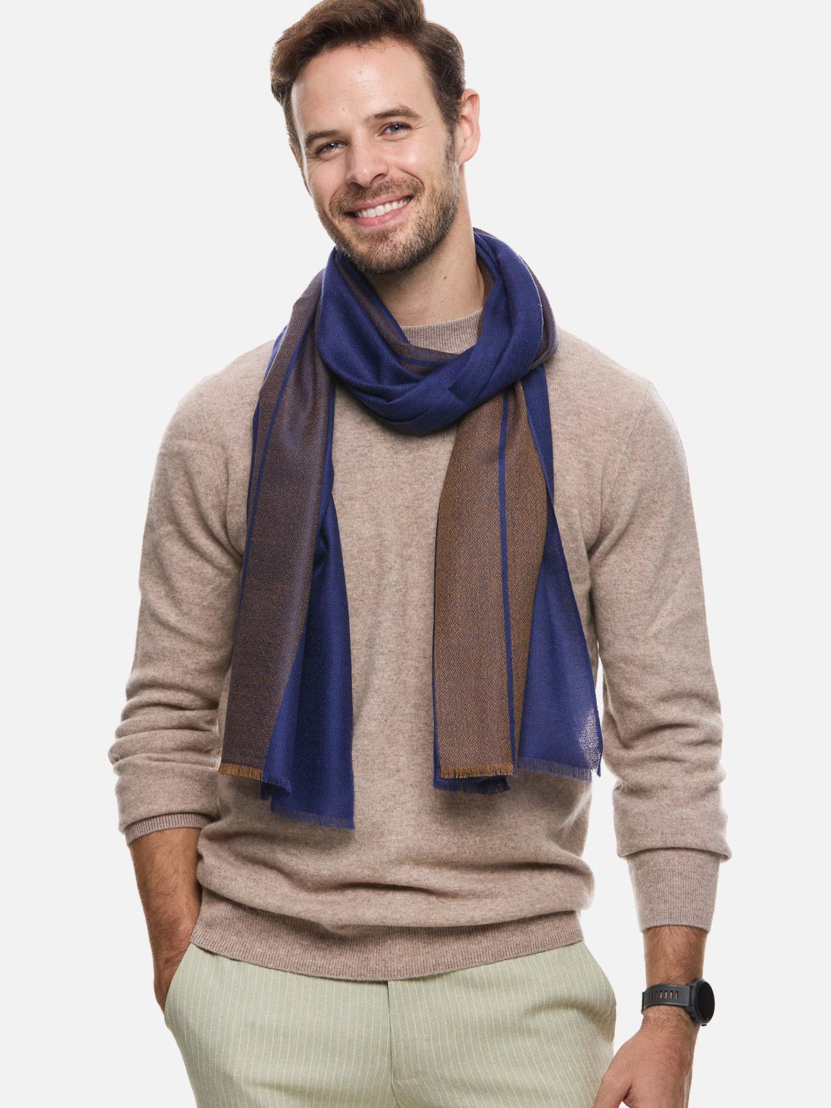 Sapphire Diamond Mens Cashmere Scarf - Image 5
