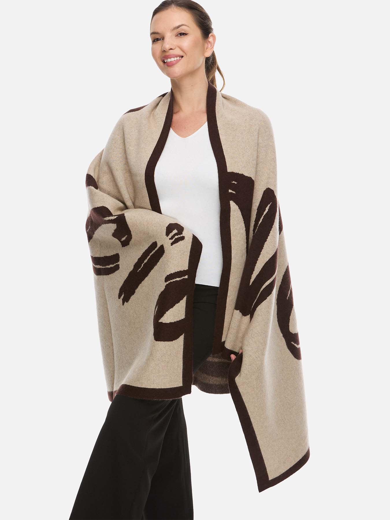 Sesame Dot Luxe Cashmere Blanket - Brown - Image 3