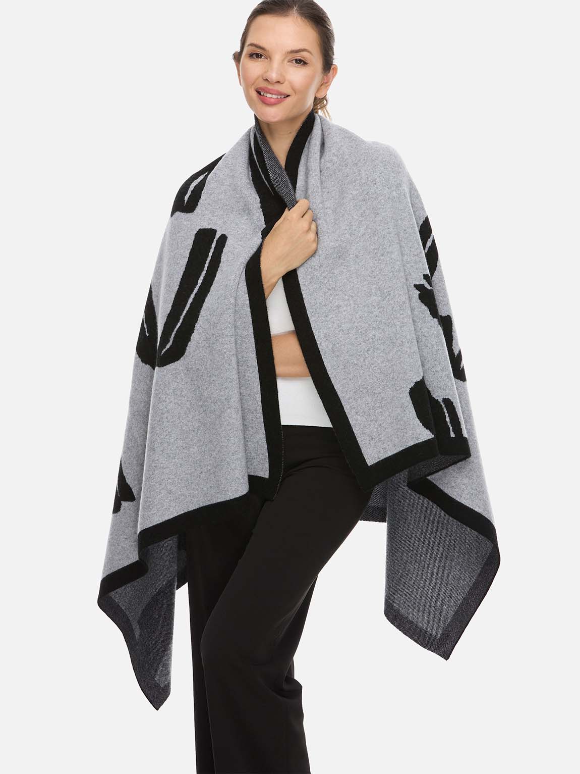 Sesame Dot Luxe Cashmere Blanket - Gray - Image 6
