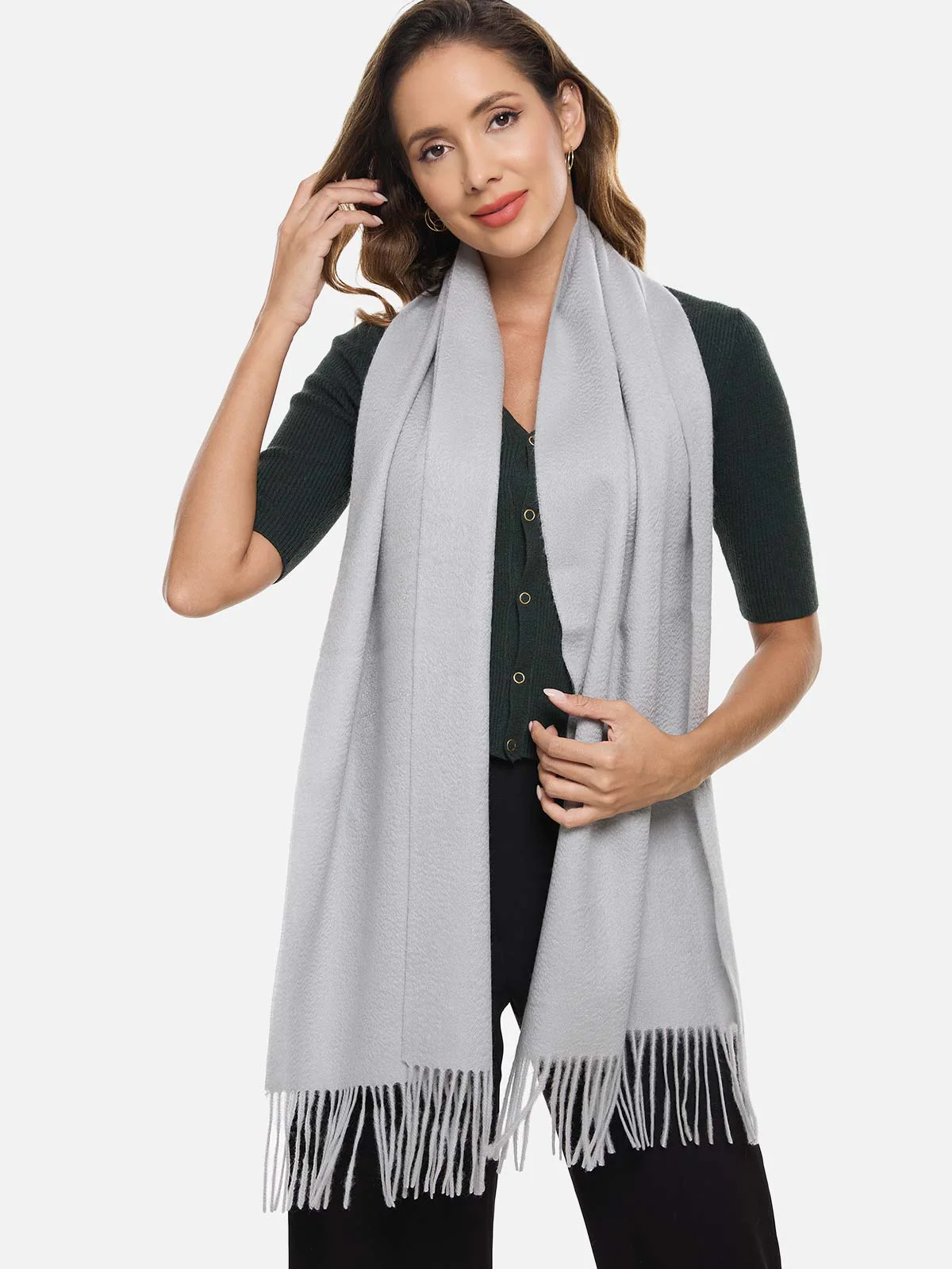 Silver Cashmere Scarf - Image 4