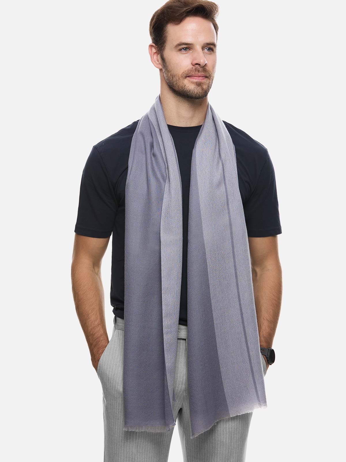 Silver Diamond Mens Cashmere Scarf - Image 3
