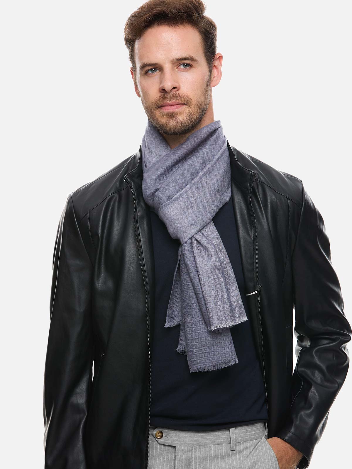 Silver Diamond Mens Cashmere Scarf - Image 5
