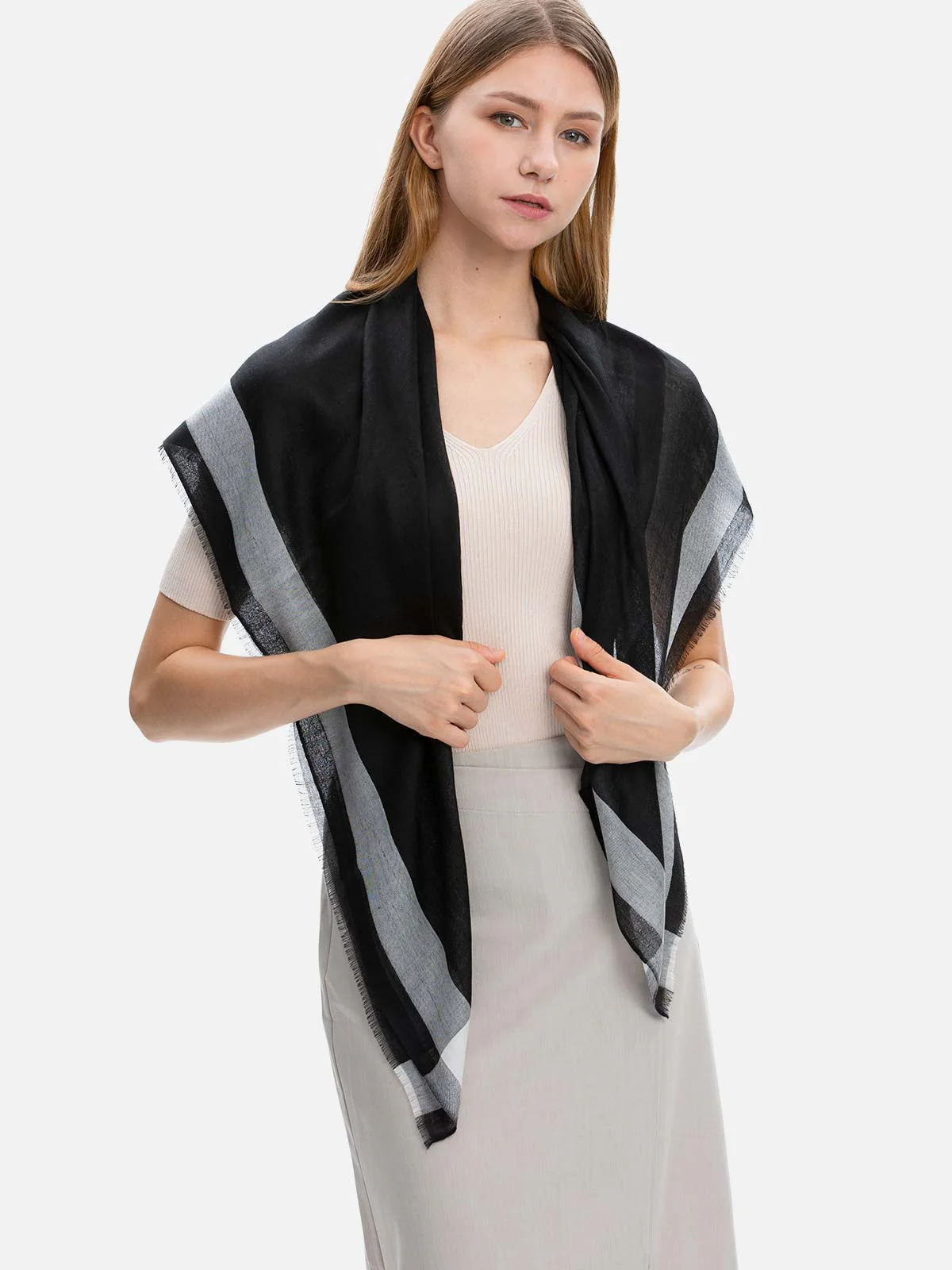 Square - Featherlight Black Cashmere Scarf - Image 3
