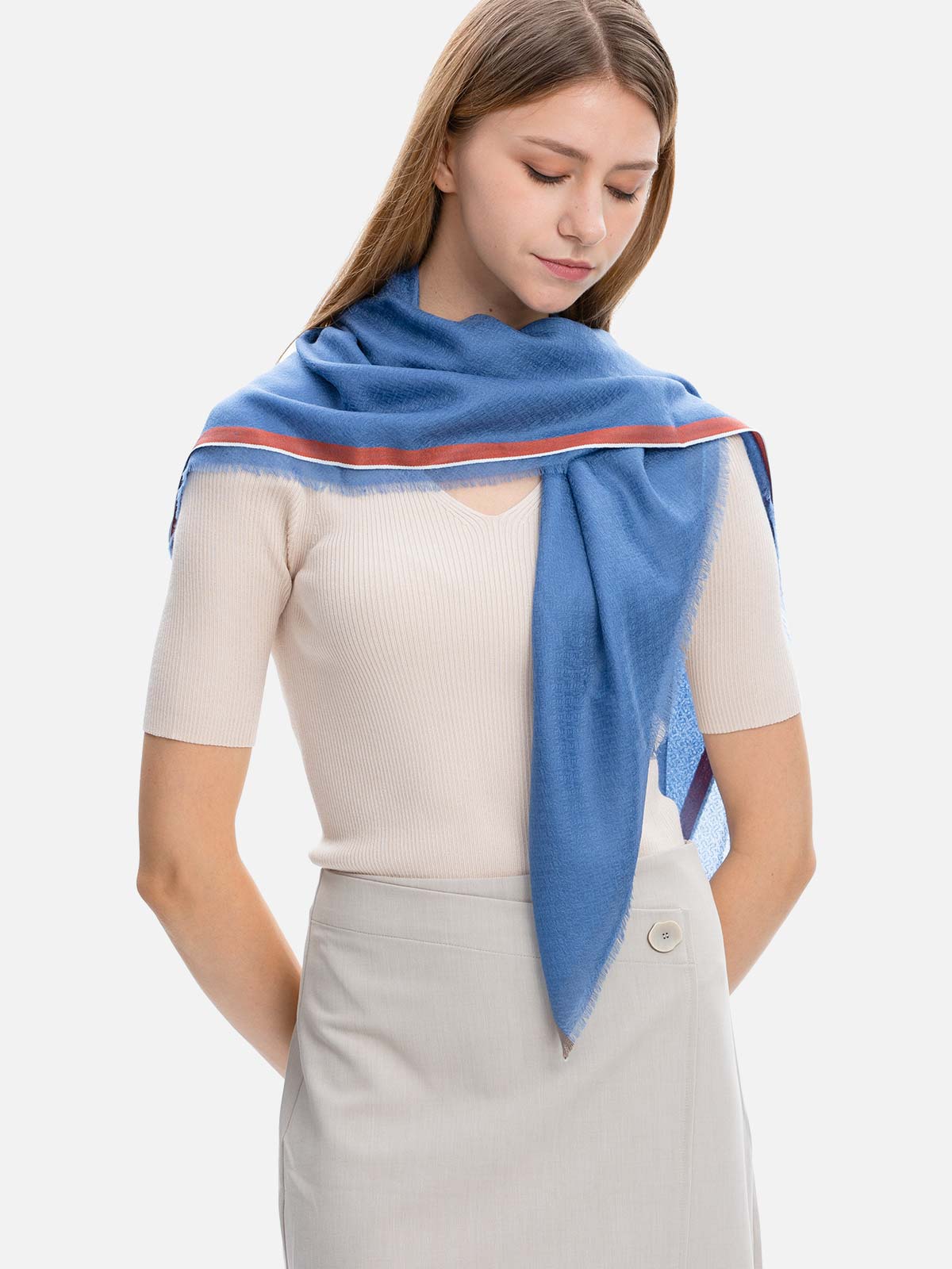 Square - Featherlight Blue Cashmere Scarf - Image 3