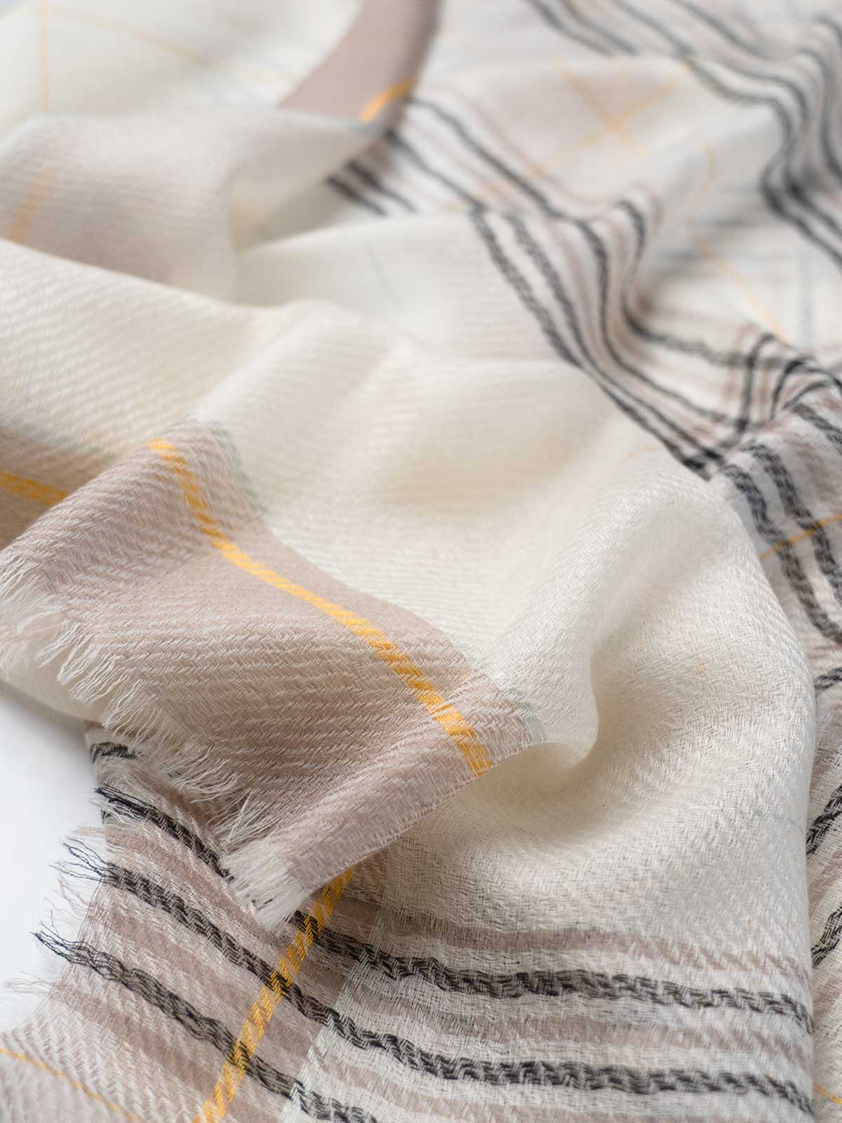 Square - Featherlight Contrast Plaid Cashmere Scarf - Image 2