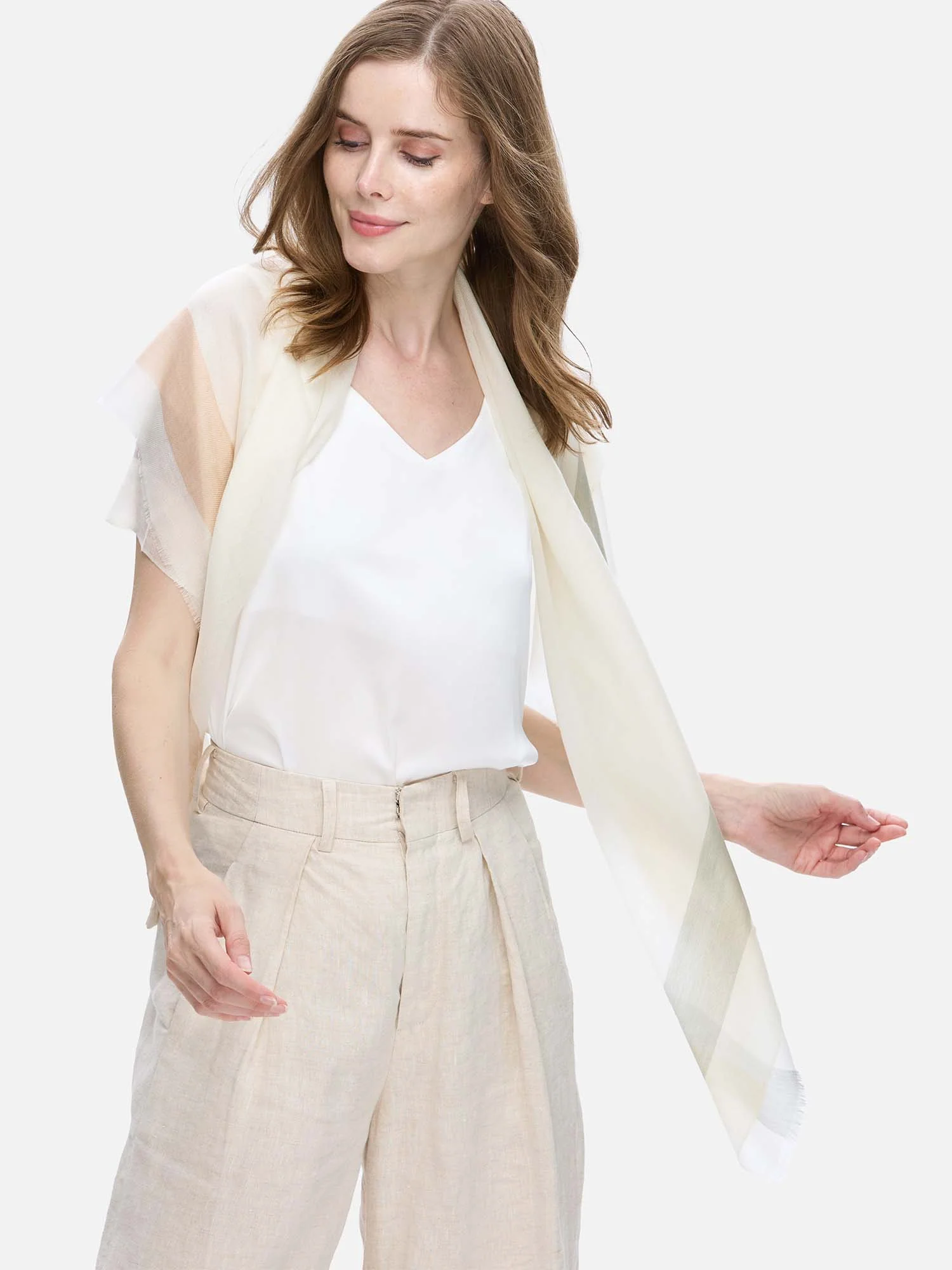 Square - Featherlight Ivory Cashmere Scarf - Image 3
