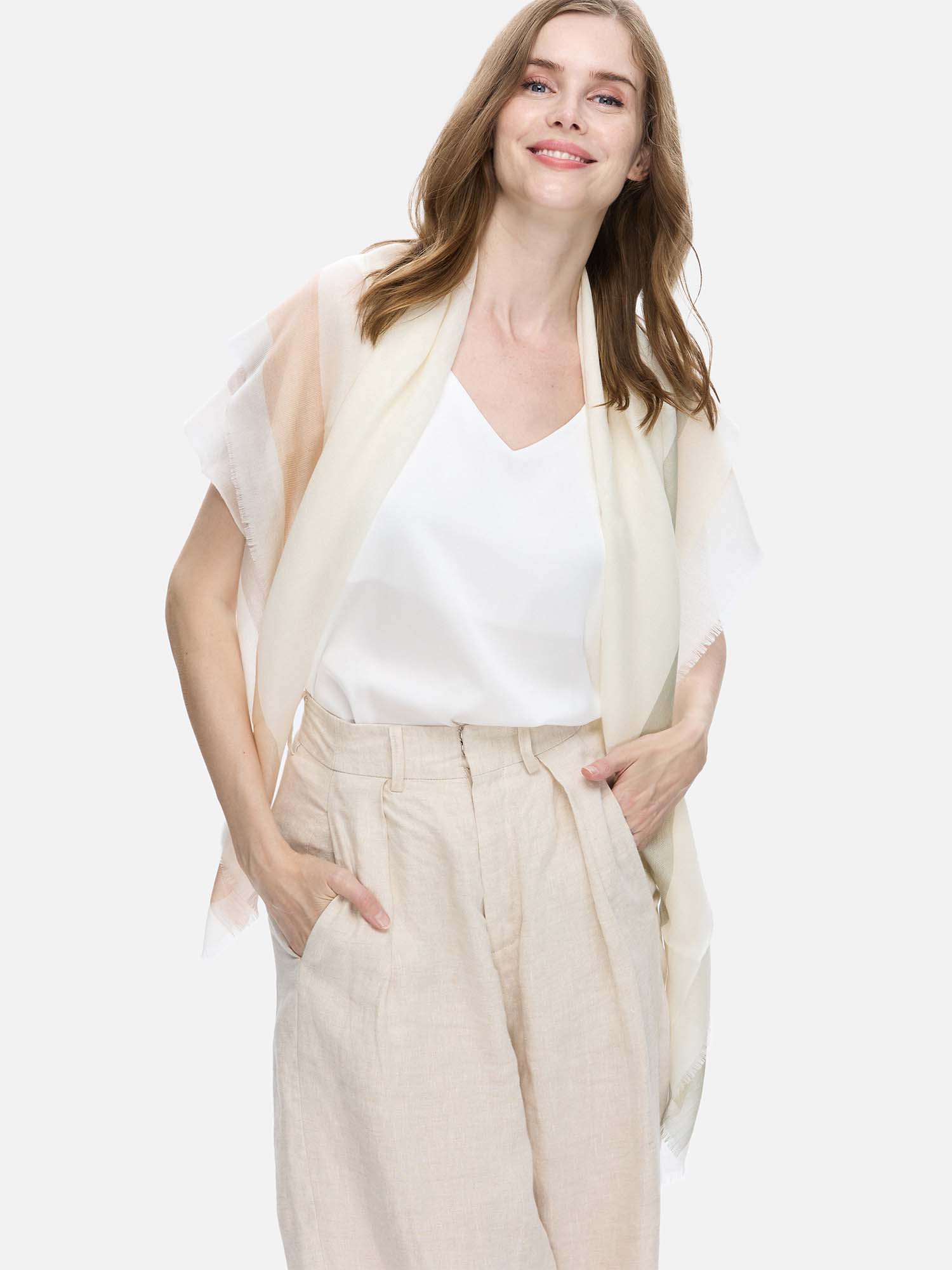 Square - Featherlight Ivory Cashmere Scarf - Image 4