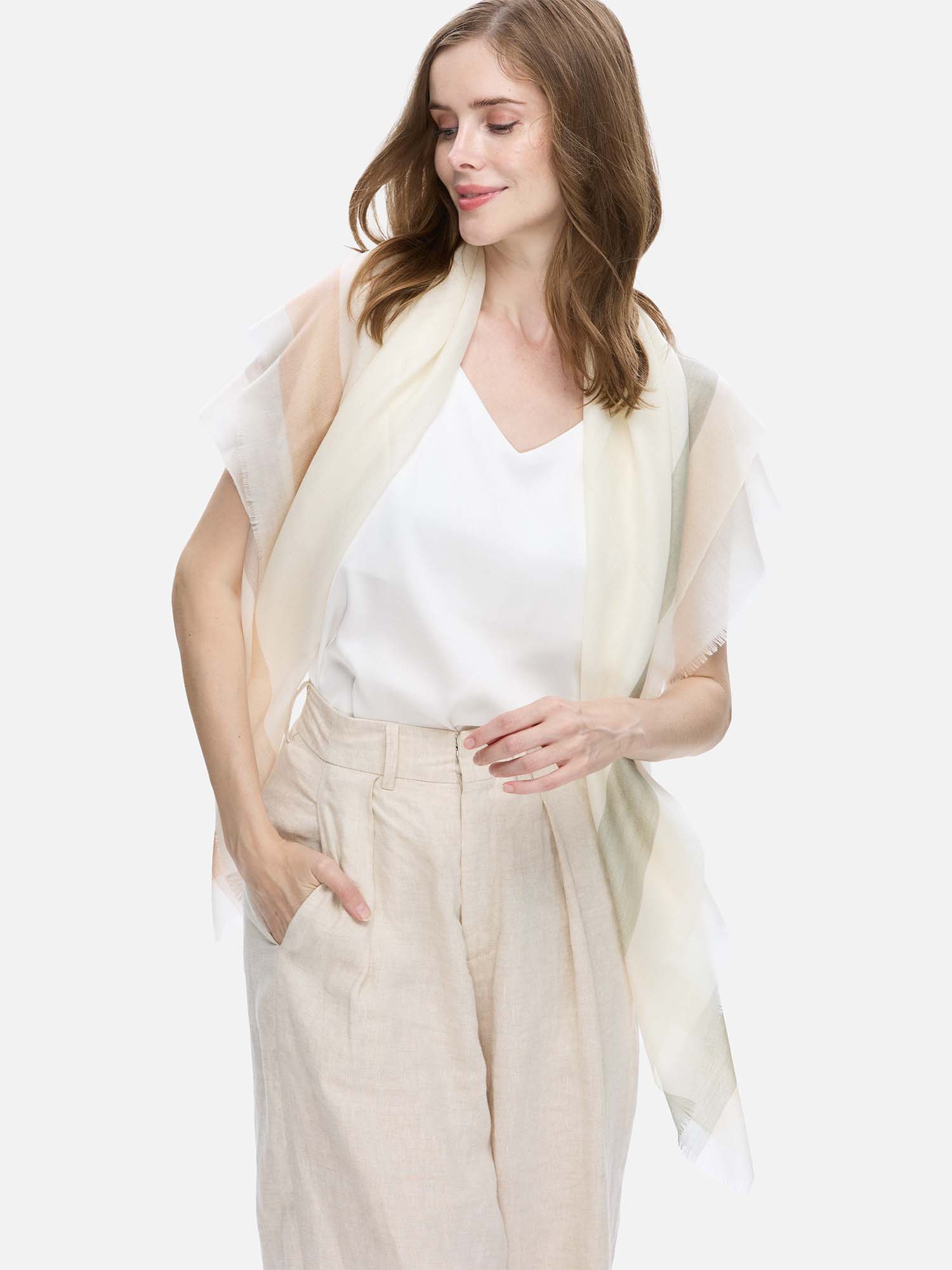 Square - Featherlight Ivory Cashmere Scarf - Image 5