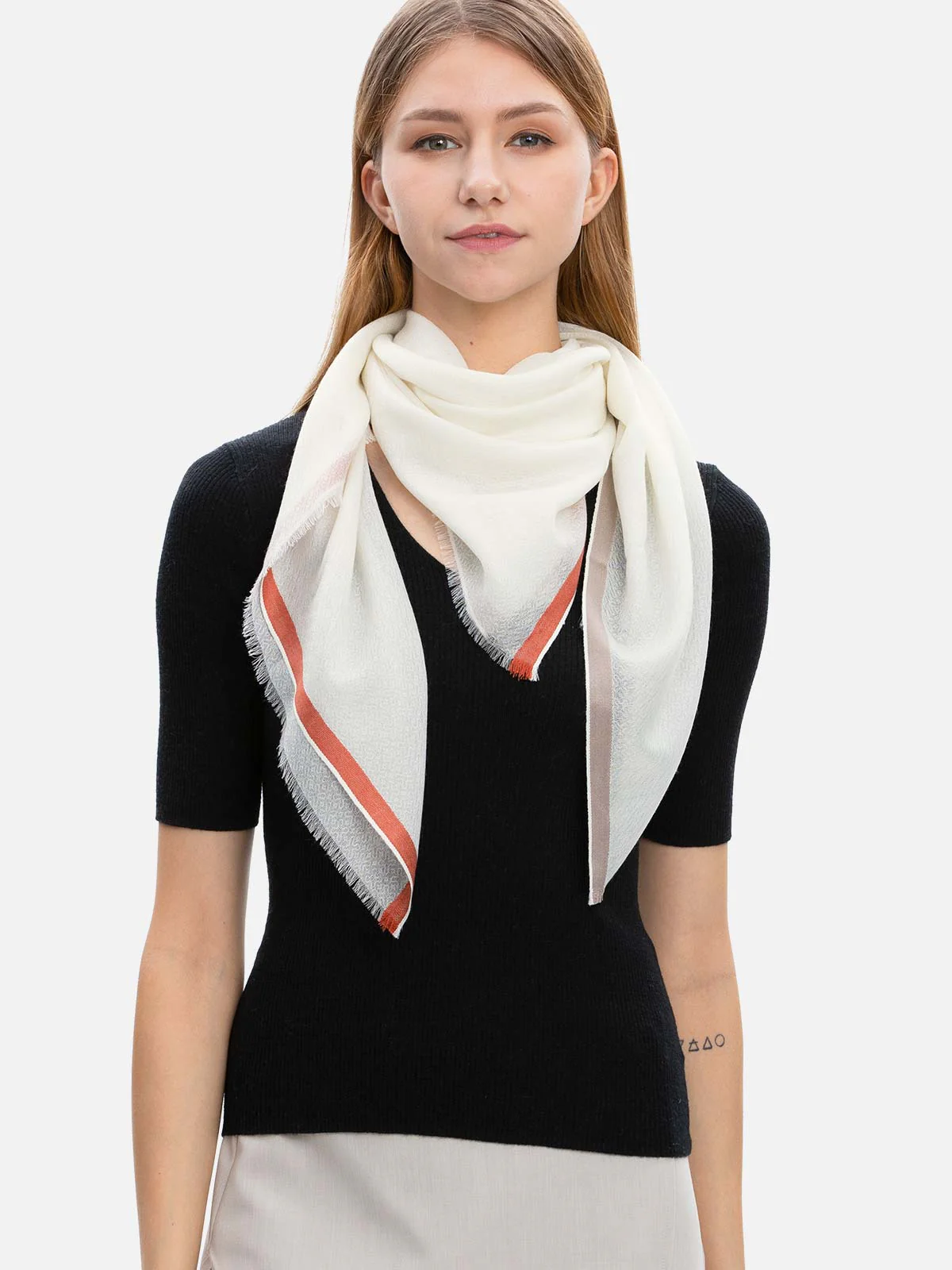 Square - Featherlight White Cashmere Scarf - Image 5