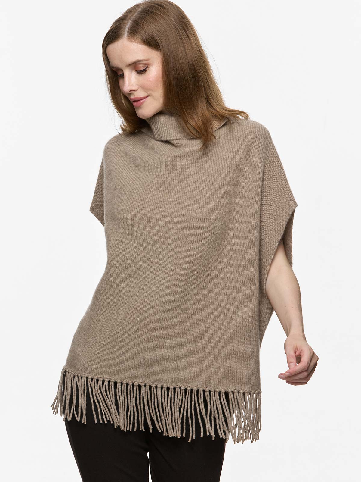 Taupe Oversized Cashmere Vest - Image 3