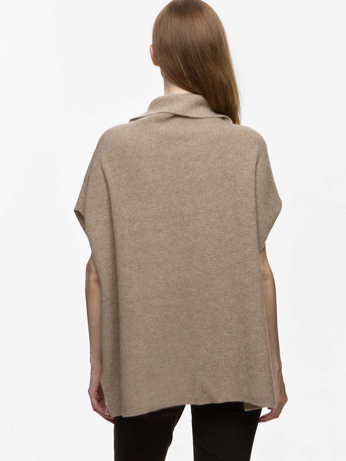 Taupe Oversized Cashmere Vest - Image 4