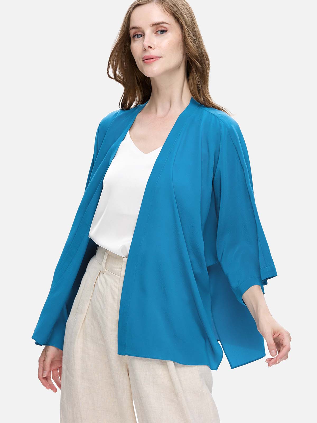 Teal Silk Relax Cardigan - Image 5