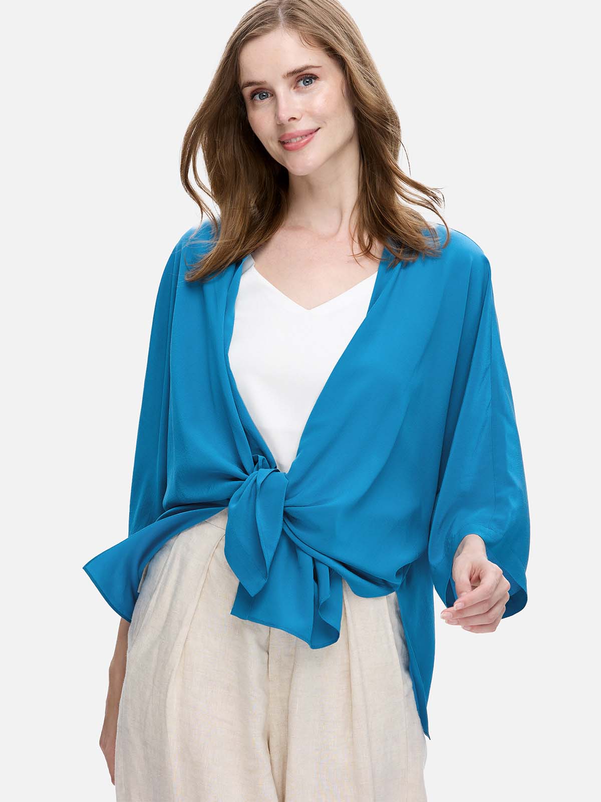 Teal Silk Relax Cardigan - Image 6