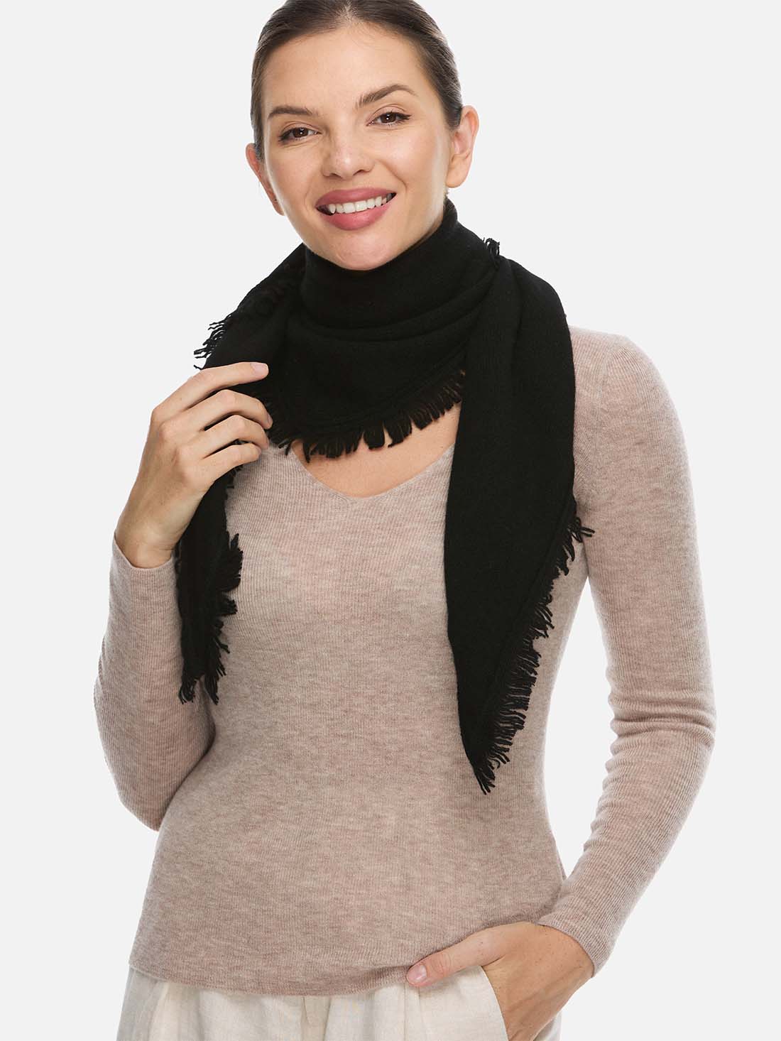 Triangle Black Cashmere Scarf - Image 3