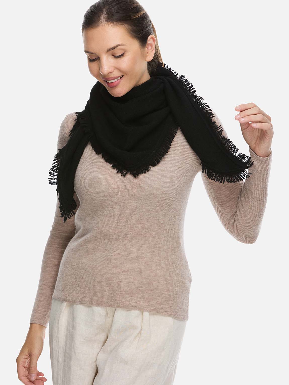 Triangle Black Cashmere Scarf - Image 4