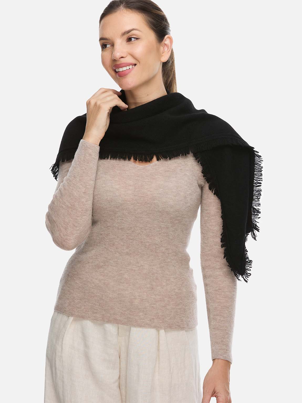 Triangle Black Cashmere Scarf - Image 5
