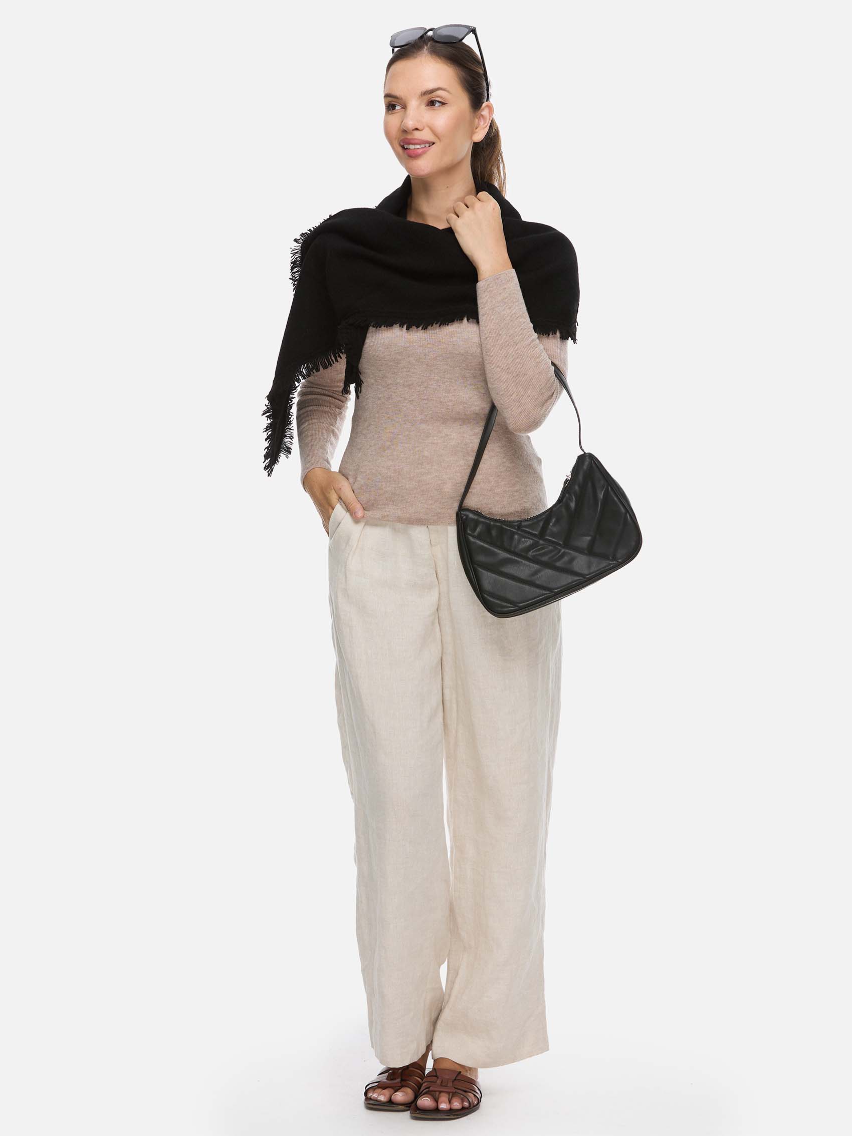 Triangle Black Cashmere Scarf - Image 7