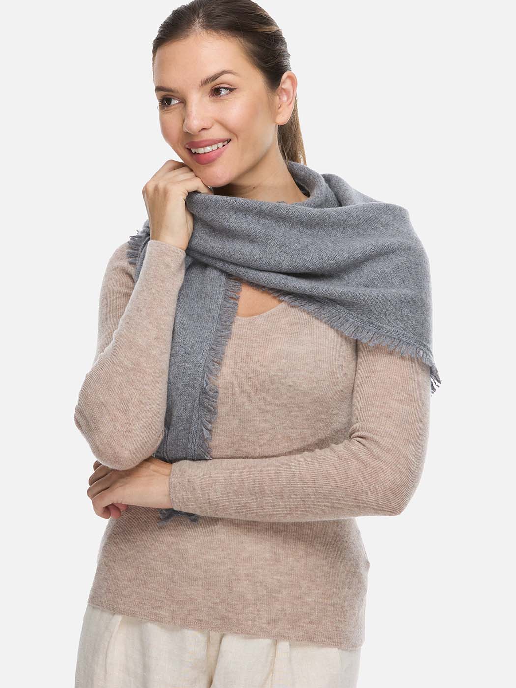 Triangle Gray Cashmere Scarf - Image 4