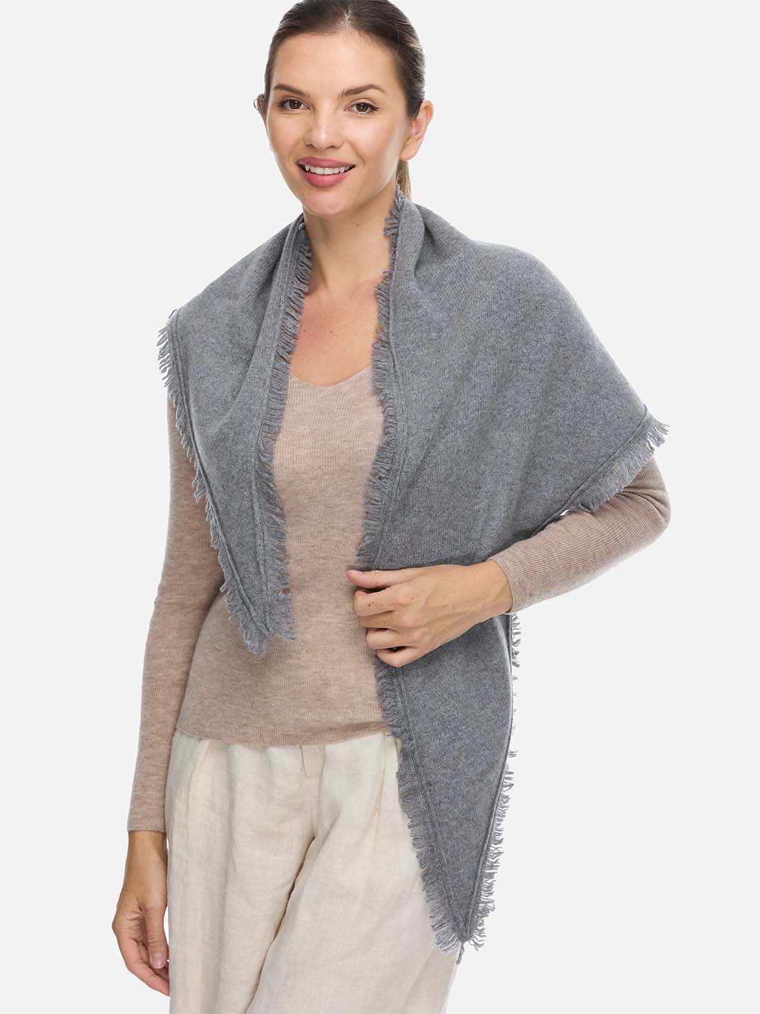 Triangle Gray Cashmere Scarf - Image 5