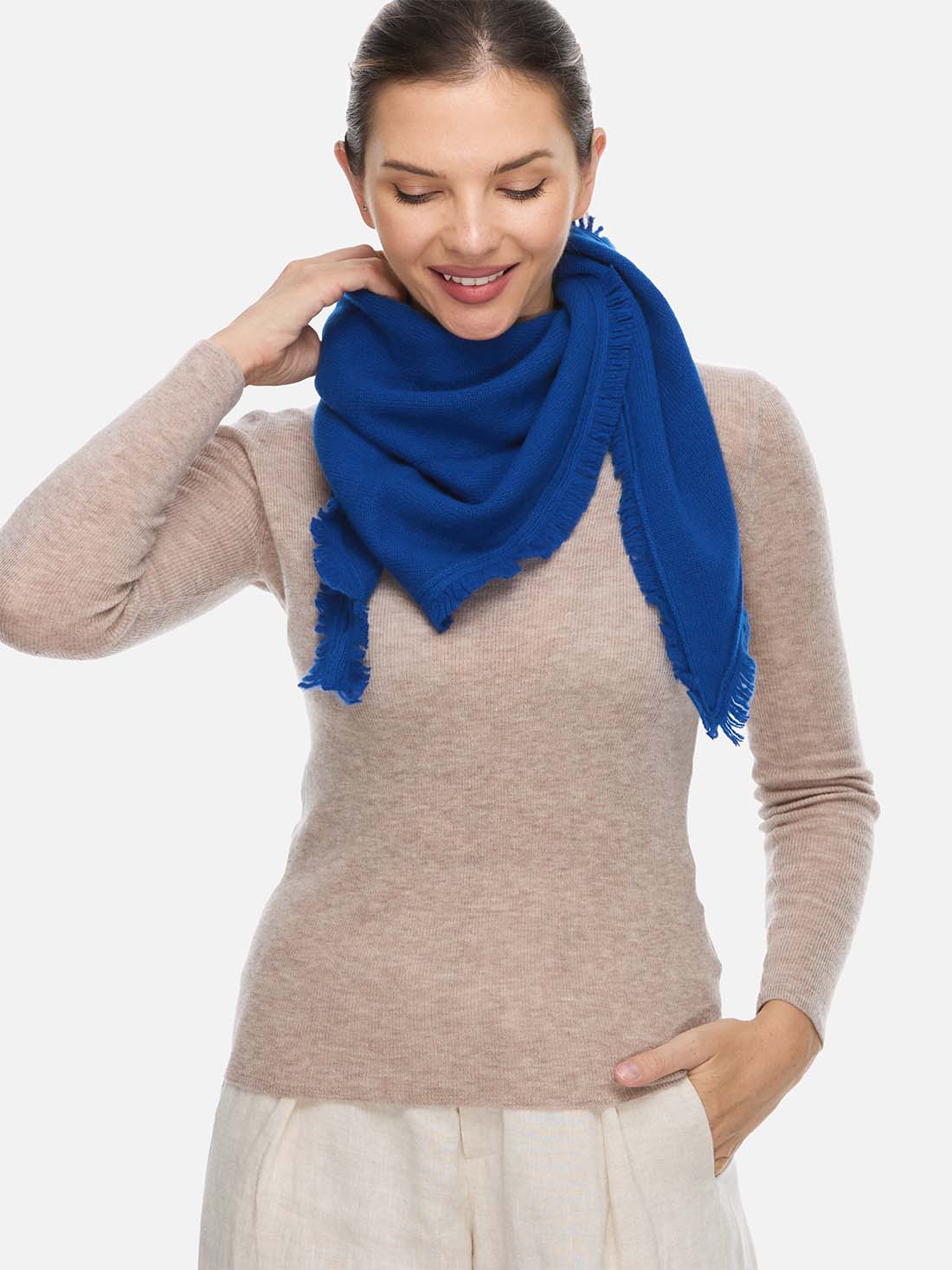 Triangle Sapphire Cashmere Scarf - Image 3